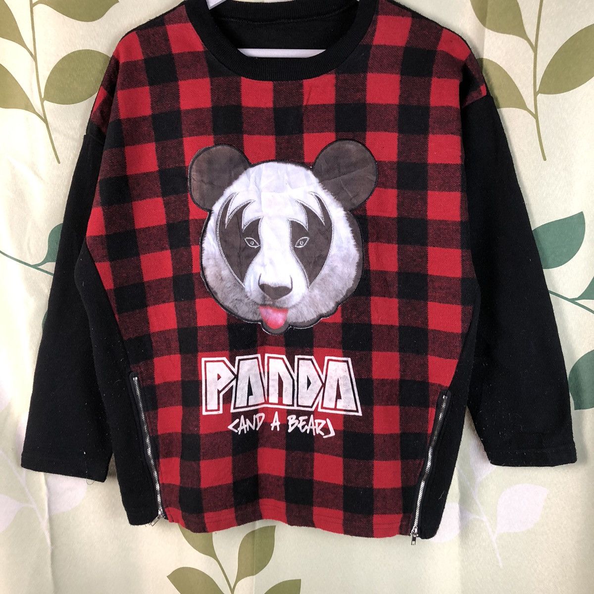 Japanese Brand Panda and A Bear Red checkered Sweatshirt #7468 Size L / US 10 / IT 46 - 3 Thumbnail