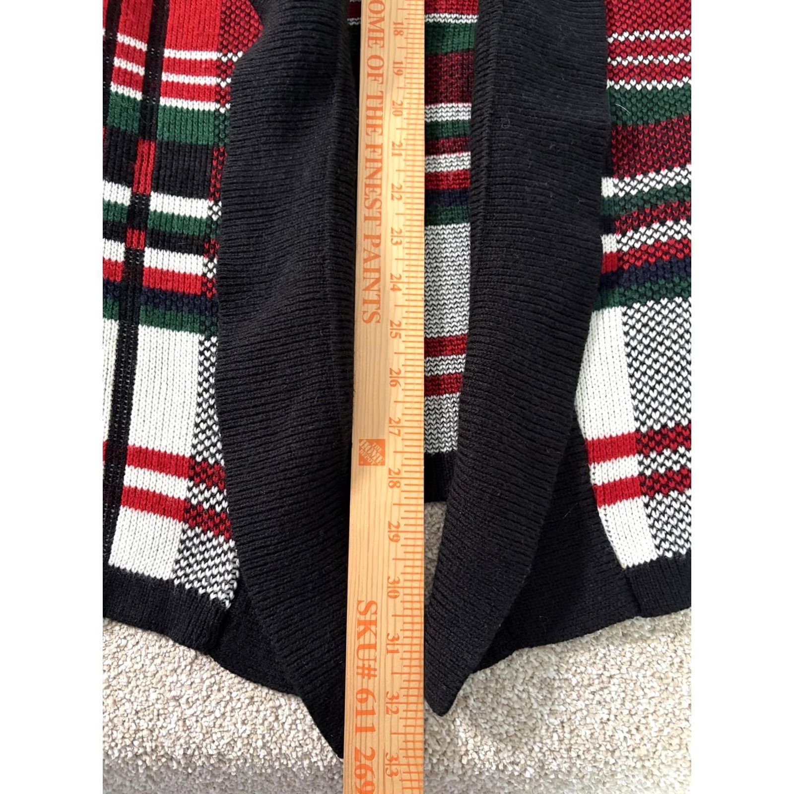 Vintage Huntington Ridge Cardigan Womens Medium Red Plaid Open Sweater Holiday Christmas Knit V-Neck Long Sleeve Size M / US 6-8 / IT 42-44 - 4 Thumbnail