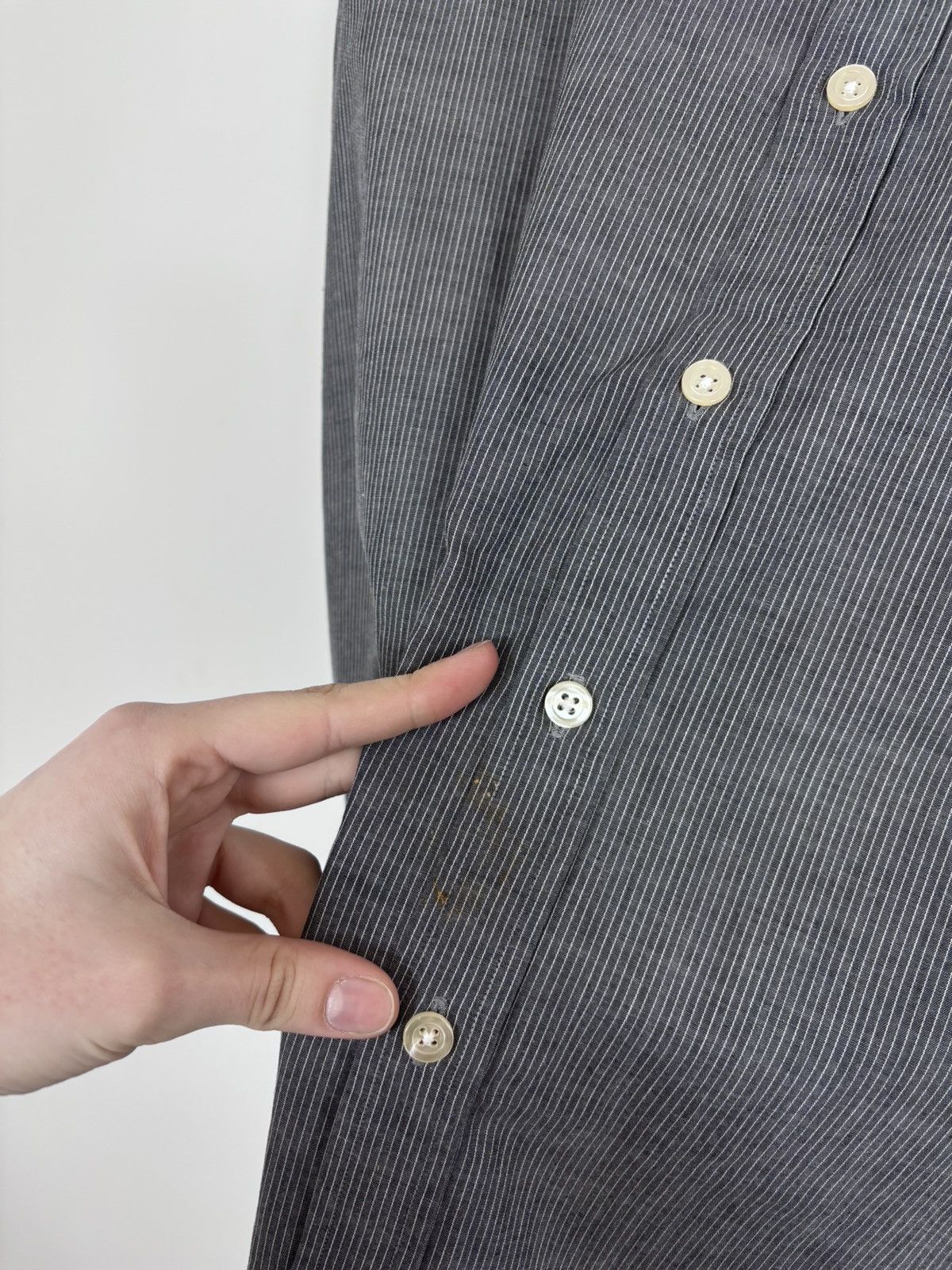 Christian Dior Monsieur Vintage Christian Dior Men’s Grey Striped Button Up Shirt Size US L / EU 52-54 / 3 - 5 Thumbnail