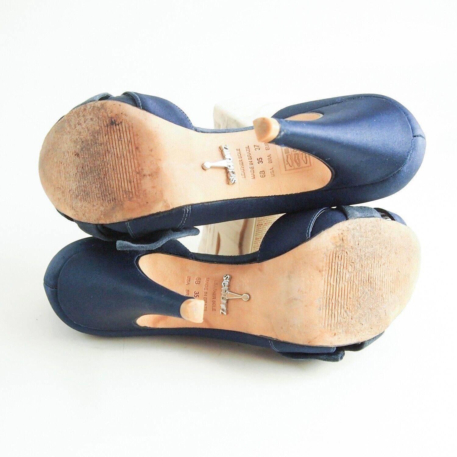 Designer Schutz D'Orsay HEels Blue Satin Suede US 7 EU 37 Size US 7 / IT 37 - 7 Thumbnail