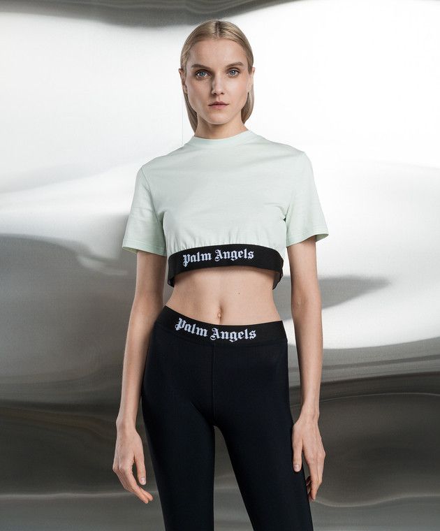 Palm Angels o1y1225 Logo Crop Top in Light Green/Black Size M / US 6-8 / IT 42-44 - 2 Thumbnail