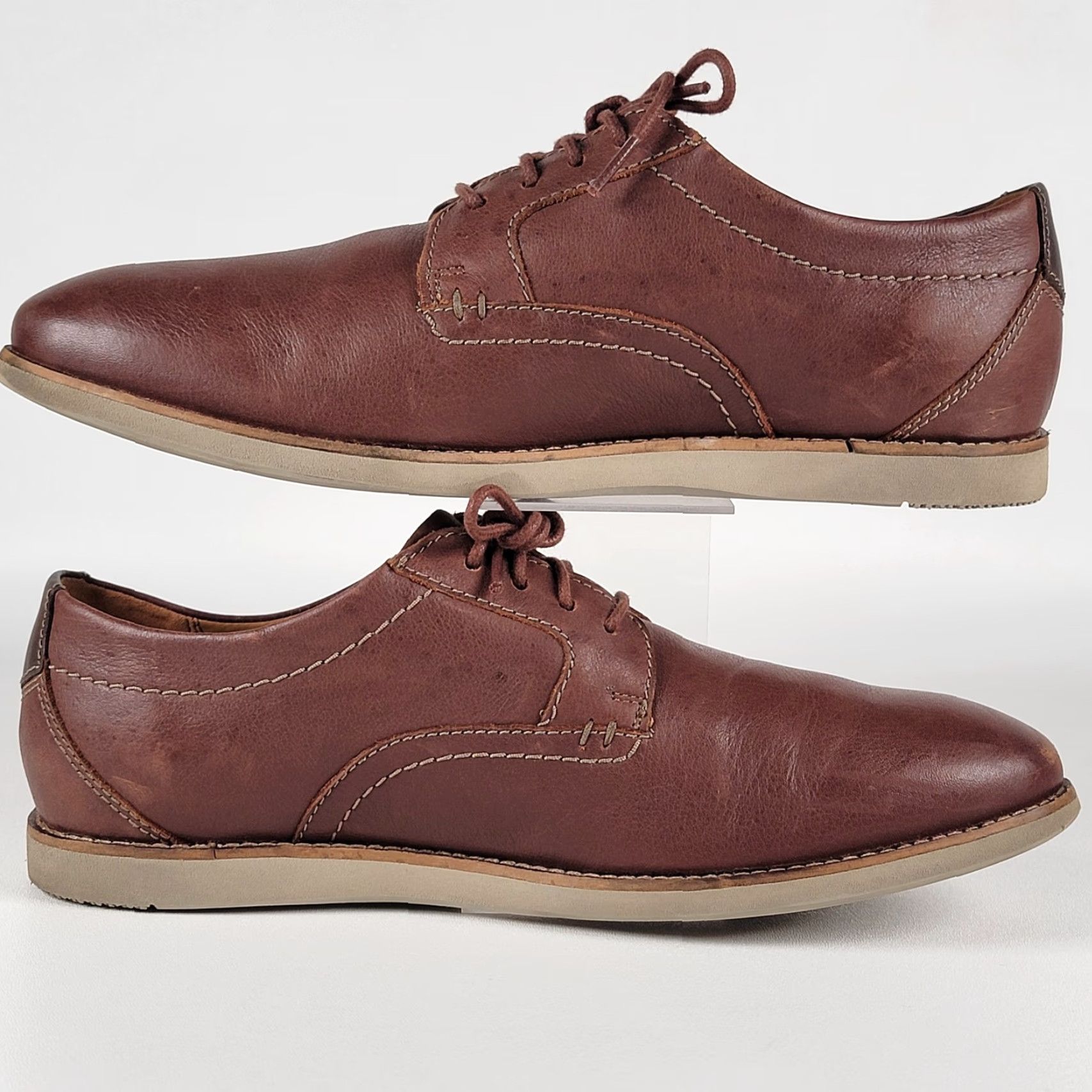 Clarks Clarks Oxford Men's Raharto Plain Brown Leather Size 10.5 M Shoes Casual Workwear Travel Size US 10 / EU 43 - 4 Thumbnail