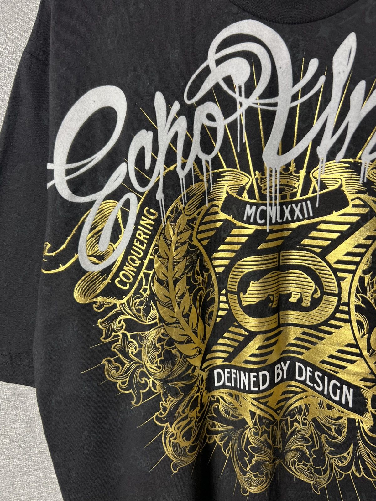 Christian Audigier Ecko Unltd Black Graphic Logo Monogram All Over Print Tee Size US XL / EU 56 / 4 - 3 Thumbnail