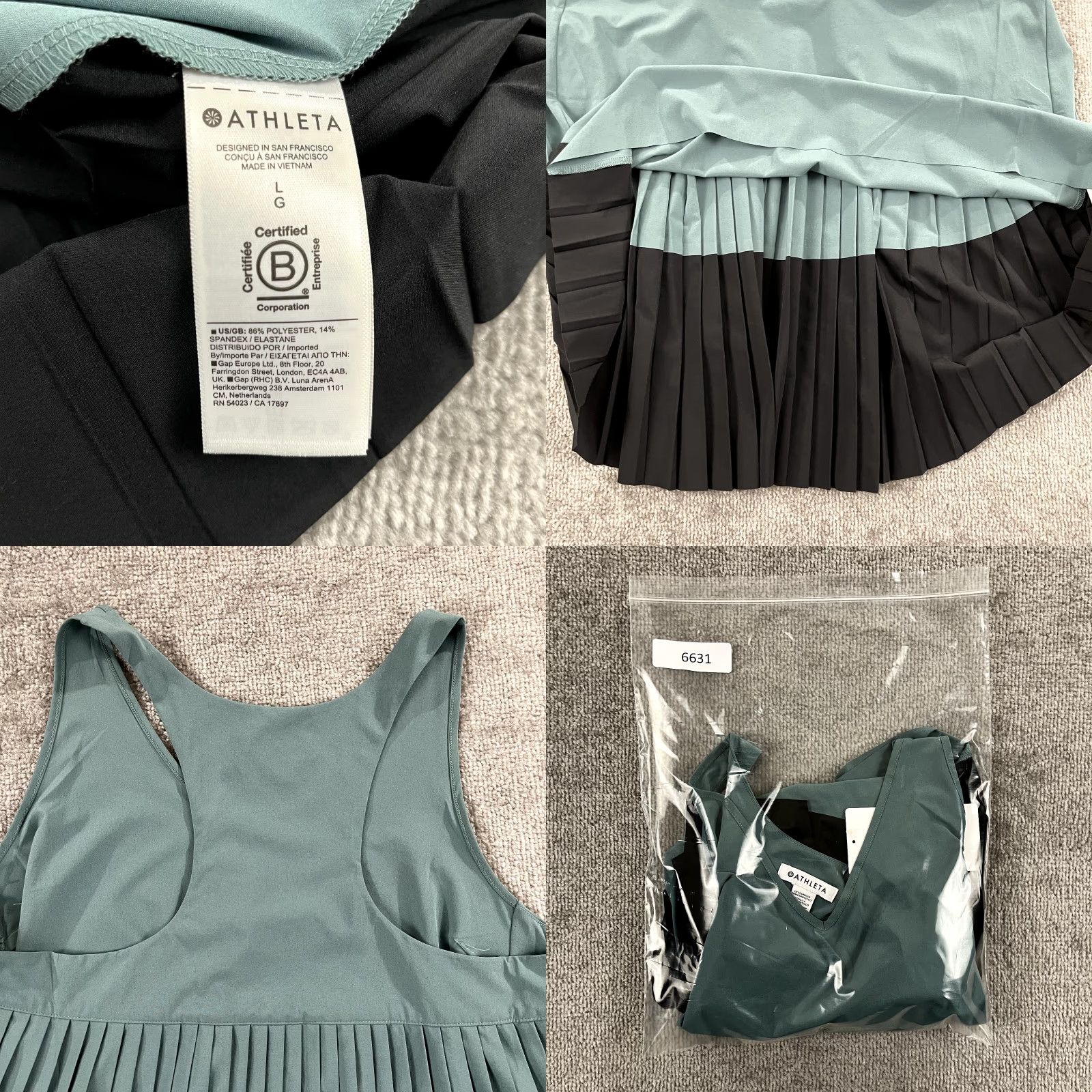 Athleta ATHLETA Shirt Womens Large Green Black Swing Forward Pleated Tank Sleeveless NEW Size L / US 10 / IT 46 - 8 Thumbnail