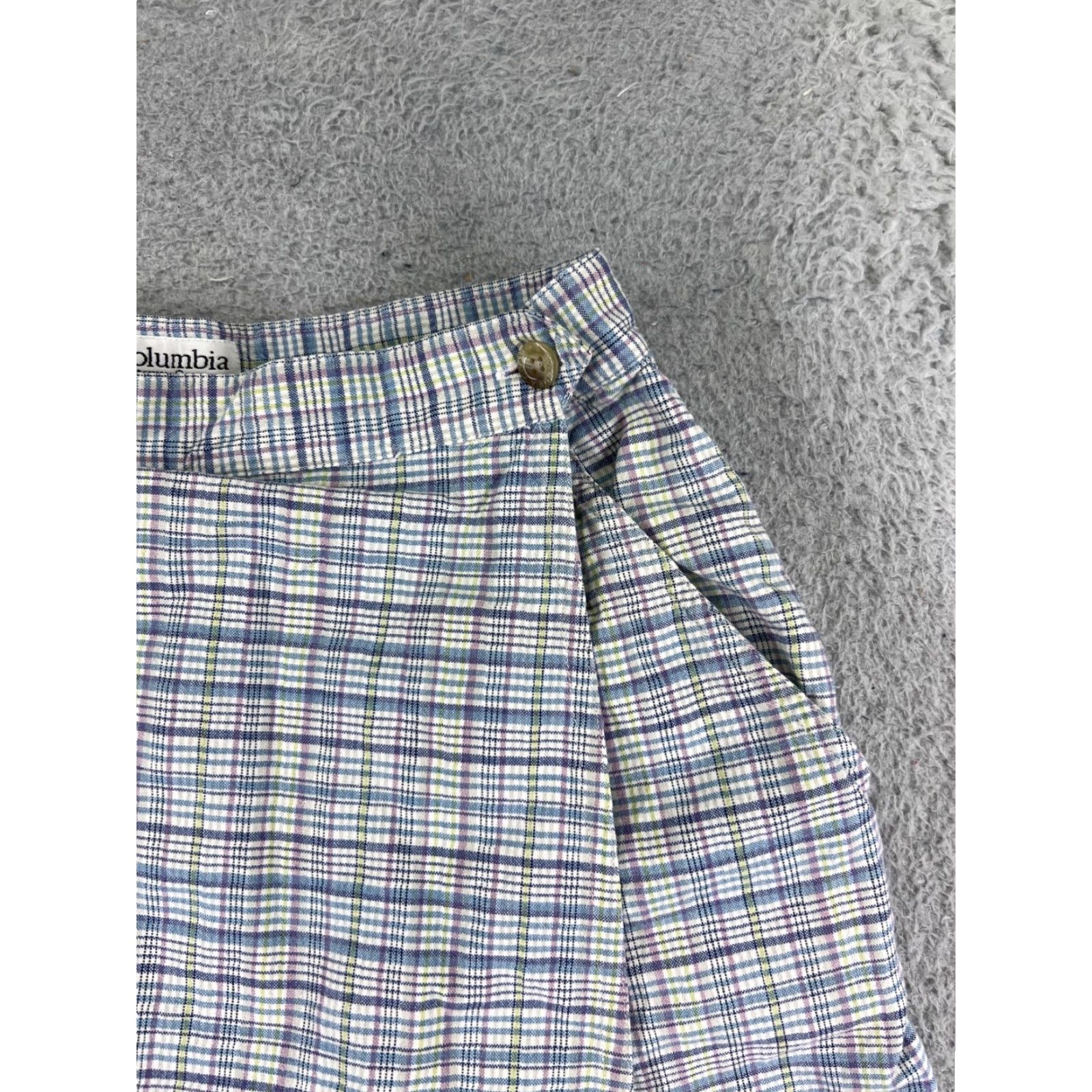 Vintage Columbia Women Skort Blue Plaid Cargo Activewear Golf with Pockets 24 in Waist Regular Size 42" / US 20 - 4 Thumbnail