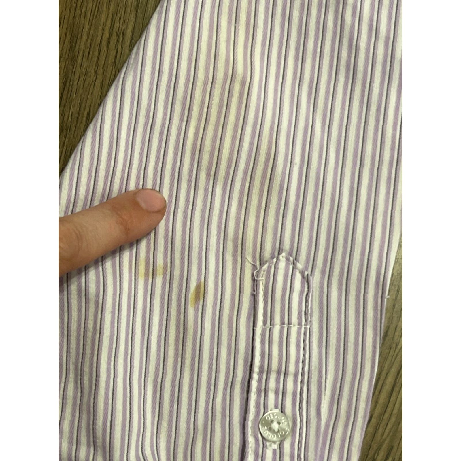 George George Shirt Womens XL Button-Up Casual Regular Long Sleeve Collared 16-18 Purple White Black Vintage No N/A Size XL / US 12-14 / IT 48-50 - 5 Thumbnail