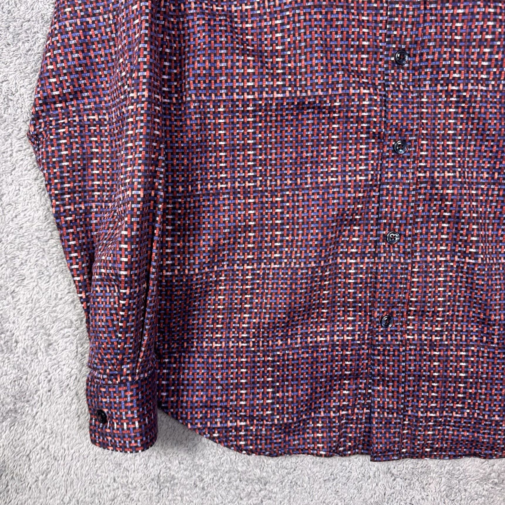 Robert Graham Robert Graham Shirt Mens S Tailored Fit Modern Americana Art AOP Geometric Long Sleeve Button-Up Red Cotton Vintage No Size US S / EU 44-46 / 1 - 7 Thumbnail