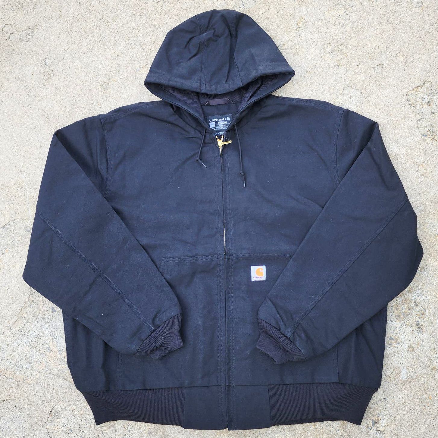 image of Carhartt Duck Active Jacket Quilted Flannel Lined Black Xl, Men's