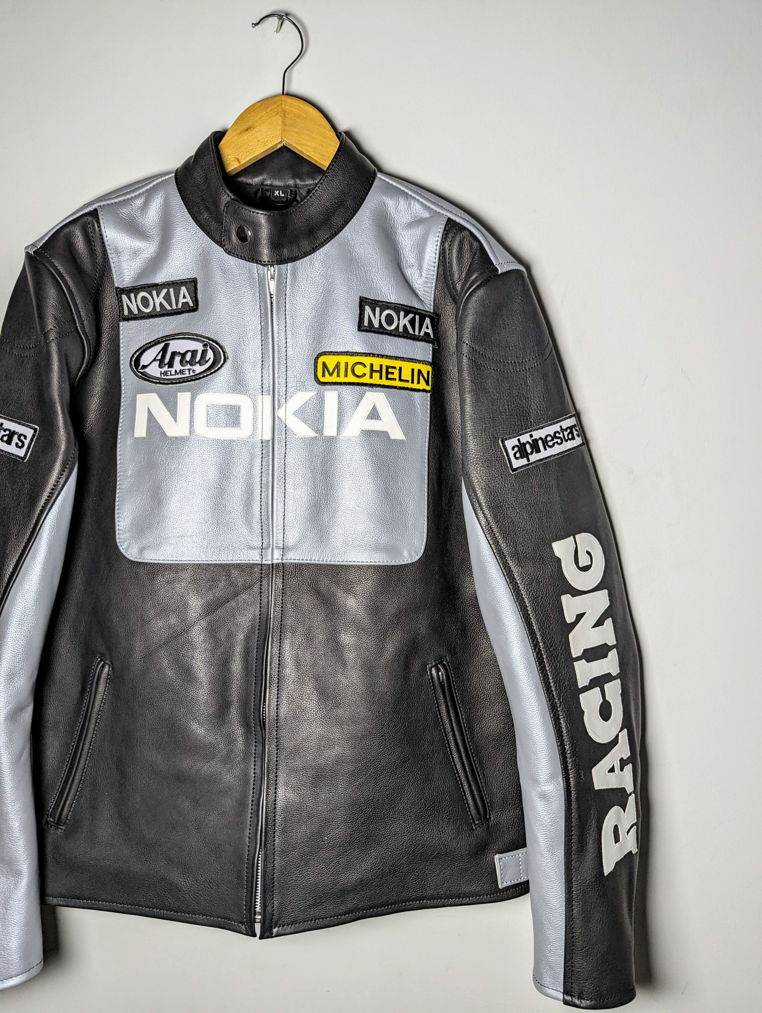 Vintage 💸 Nokia 🔥 VINTAGE RACING LEATHER JACKET Biker Size US XXL / EU 58 / 5 - 3 Thumbnail