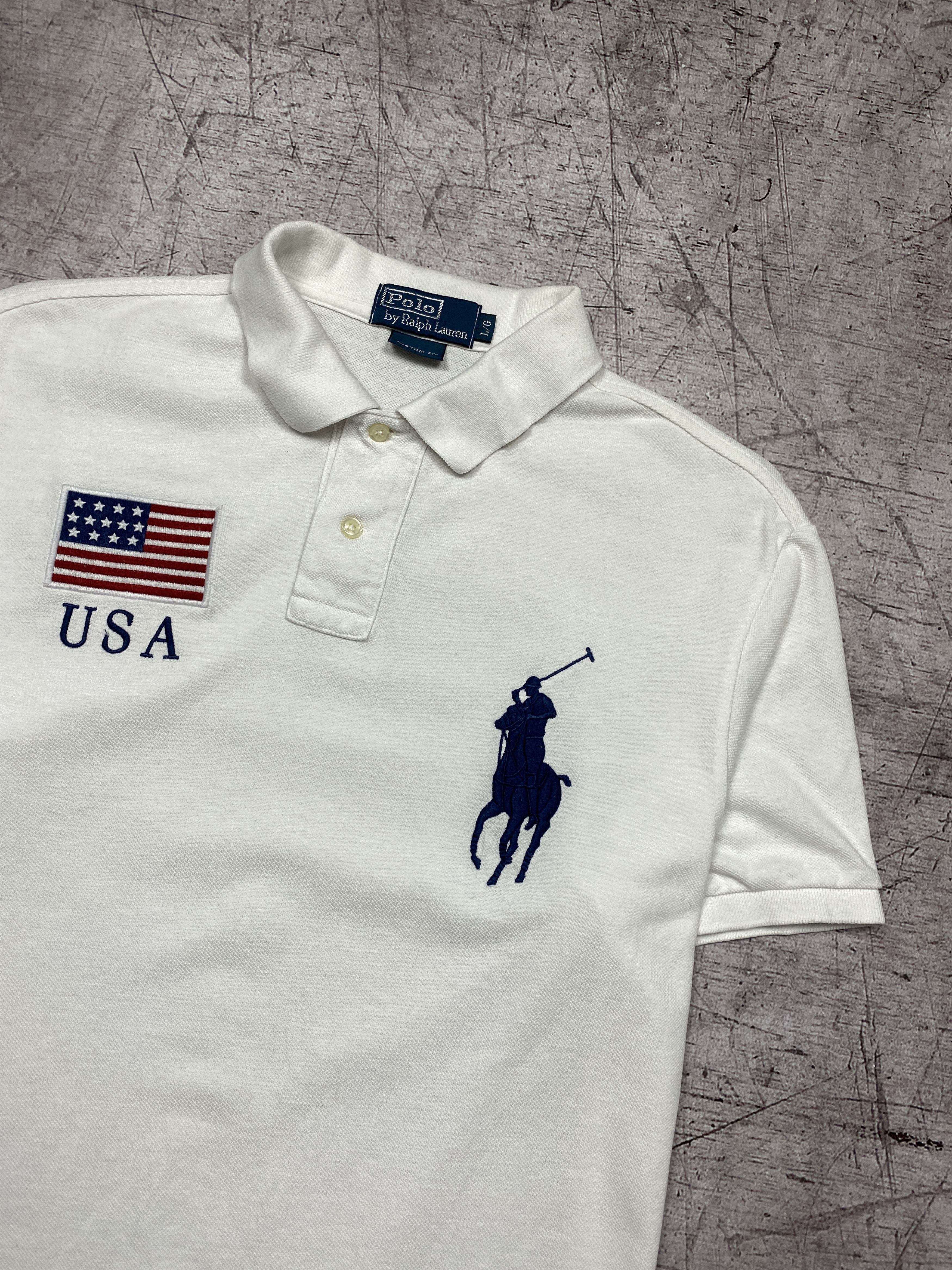 Polo Ralph Lauren × Ralph Lauren × Vintage Polo Ralph Lauren USA Vintage Mens Polo Shirt Size US L / EU 52-54 / 3 - 2 Thumbnail