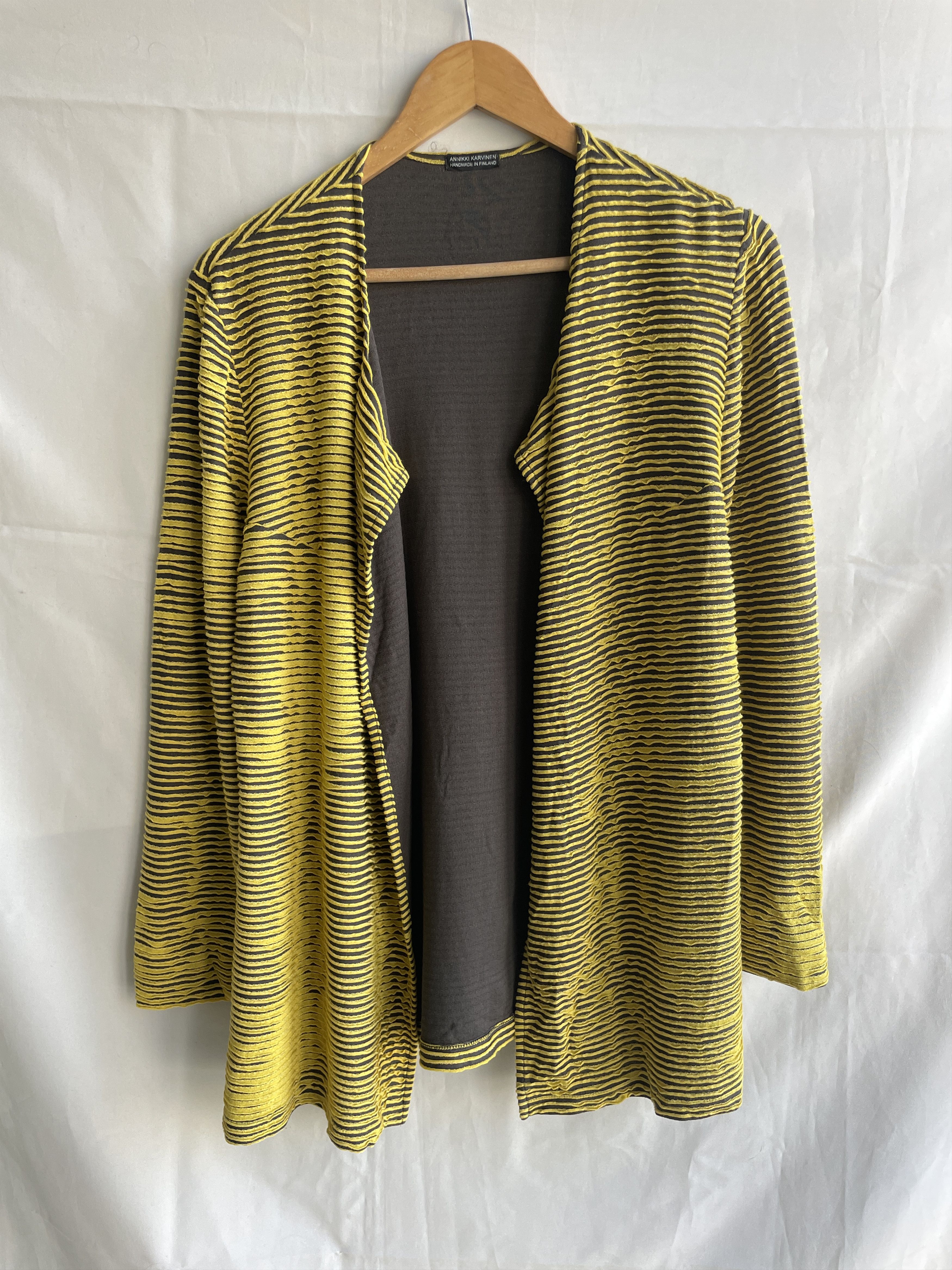 Annikki Karvinen Annikki Karvinen Textured Raised Stripe Fuzzy Open Cardigan Size M / US 6-8 / IT 42-44 - 1 Thumbnail