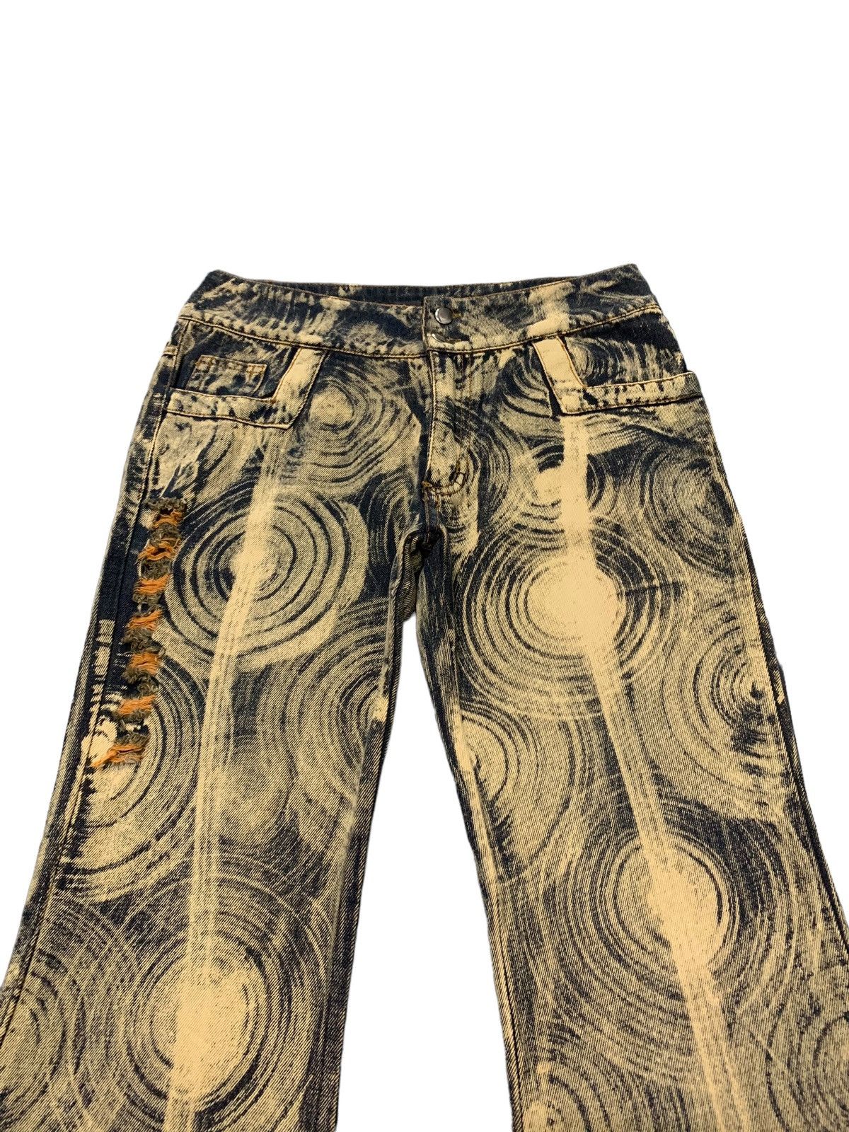 Japanese Brand × Tornado Mart HuaDi Japan Abstracts Circle Mud Rust Flared Denim Pants Size US 29 - 3 Thumbnail