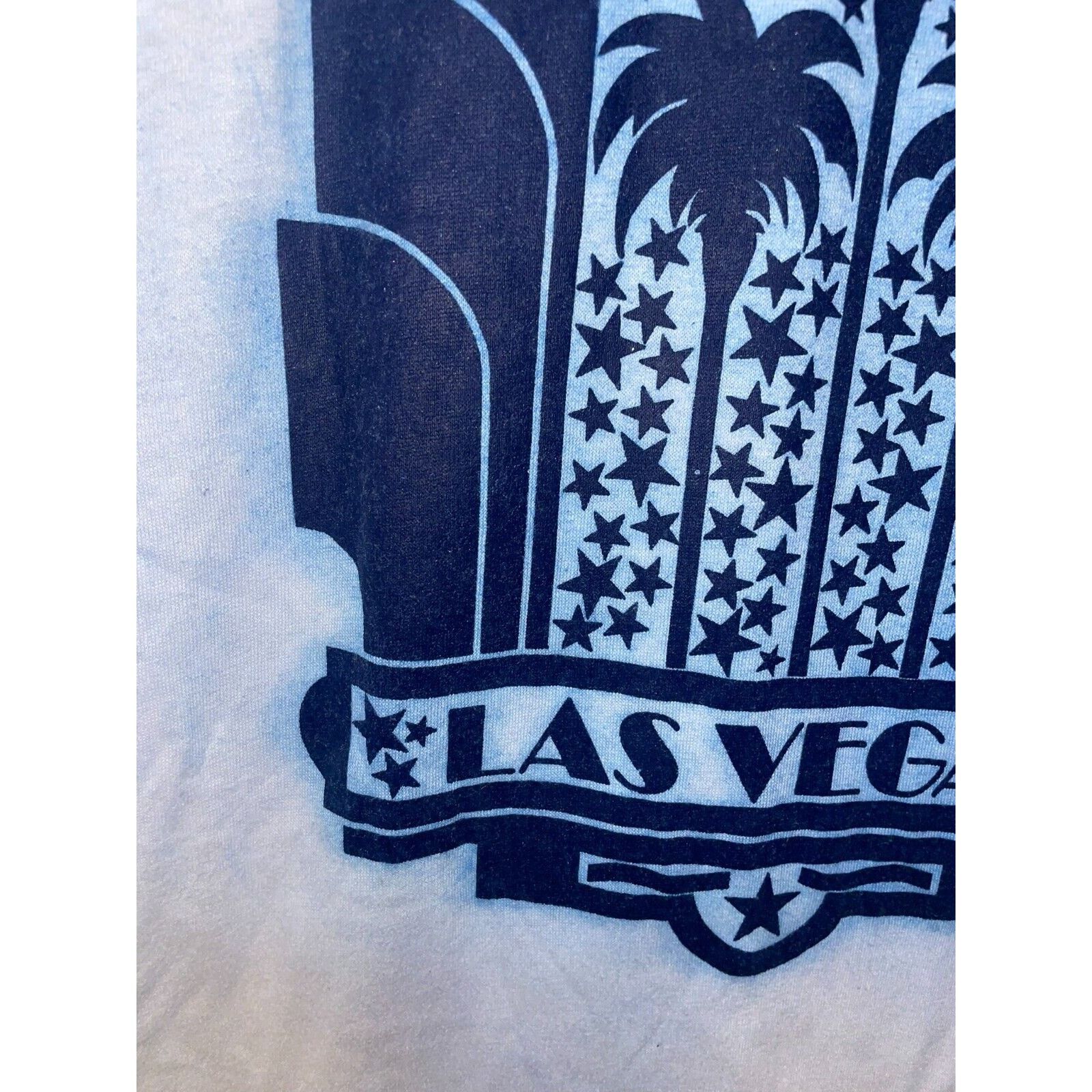 Jerzees 1990 Las Vegas NV Palm Tree Graphic Blue White Shirt VTG 90s Size US XL / EU 56 / 4 - 5 Thumbnail