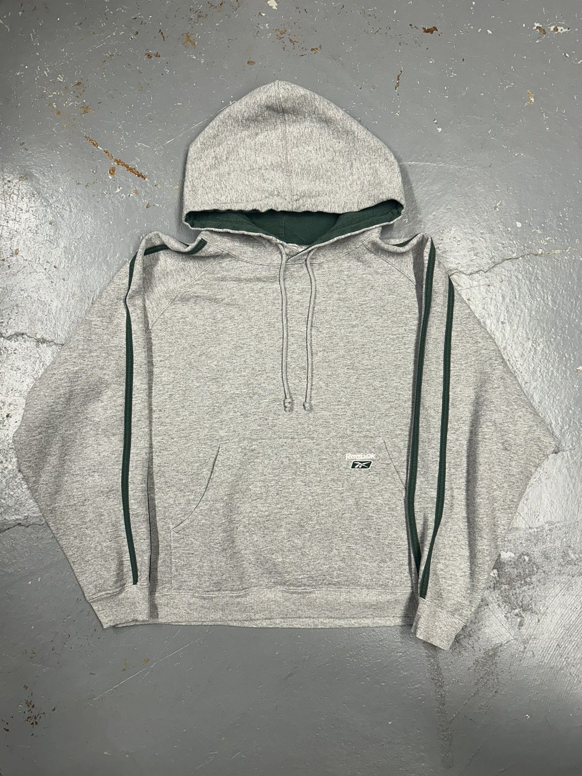 Reebok × Vintage Vintage 90s Y2K Grey Green Reebok Essential Pullover Hoodie Size US M / EU 48-50 / 2 - 1 Thumbnail