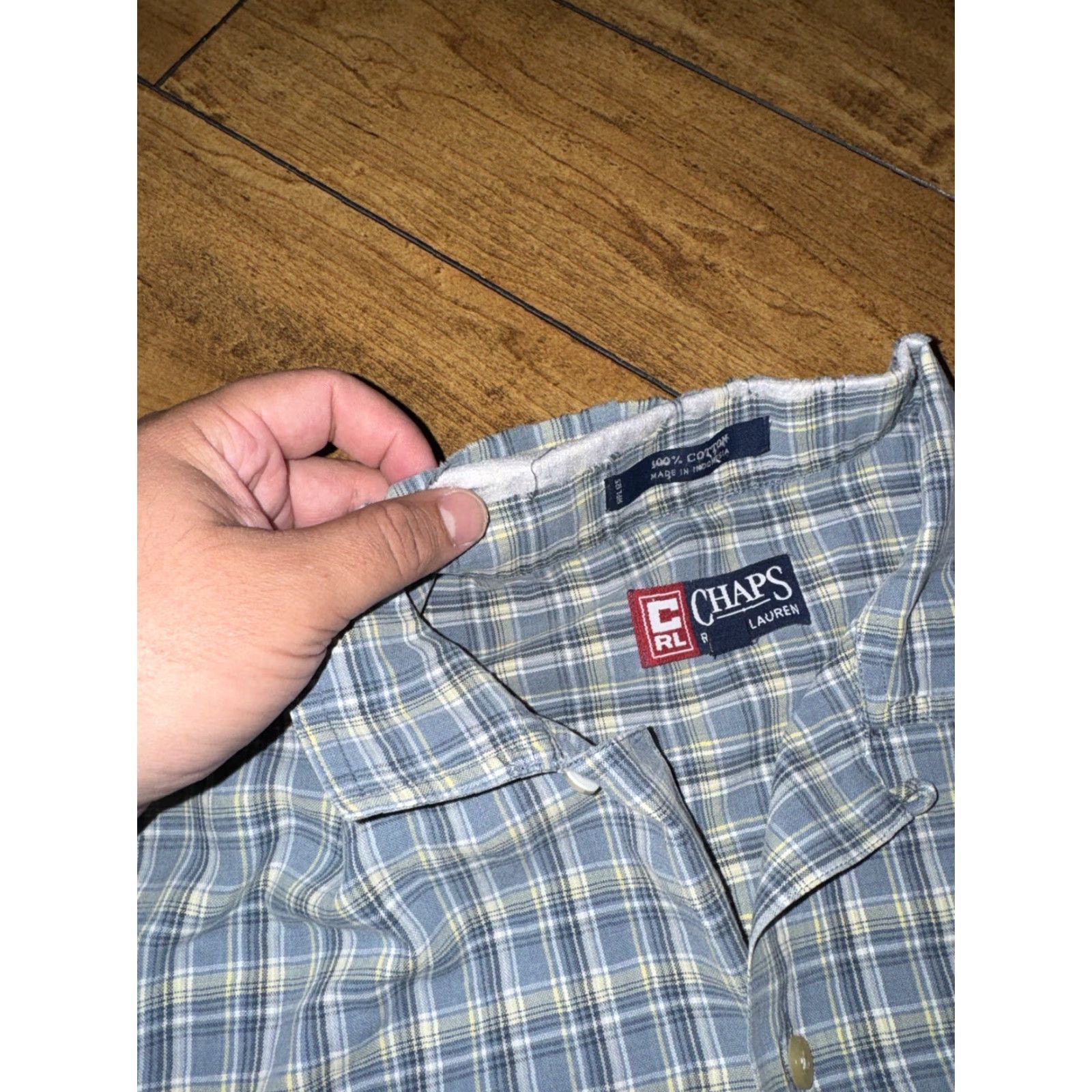 Chaps VINTAGE Chaps Ralph Lauren Plaid Button-Up Shirt Blue Short Sleeve Men’s Large Size US L / EU 52-54 / 3 - 4 Thumbnail