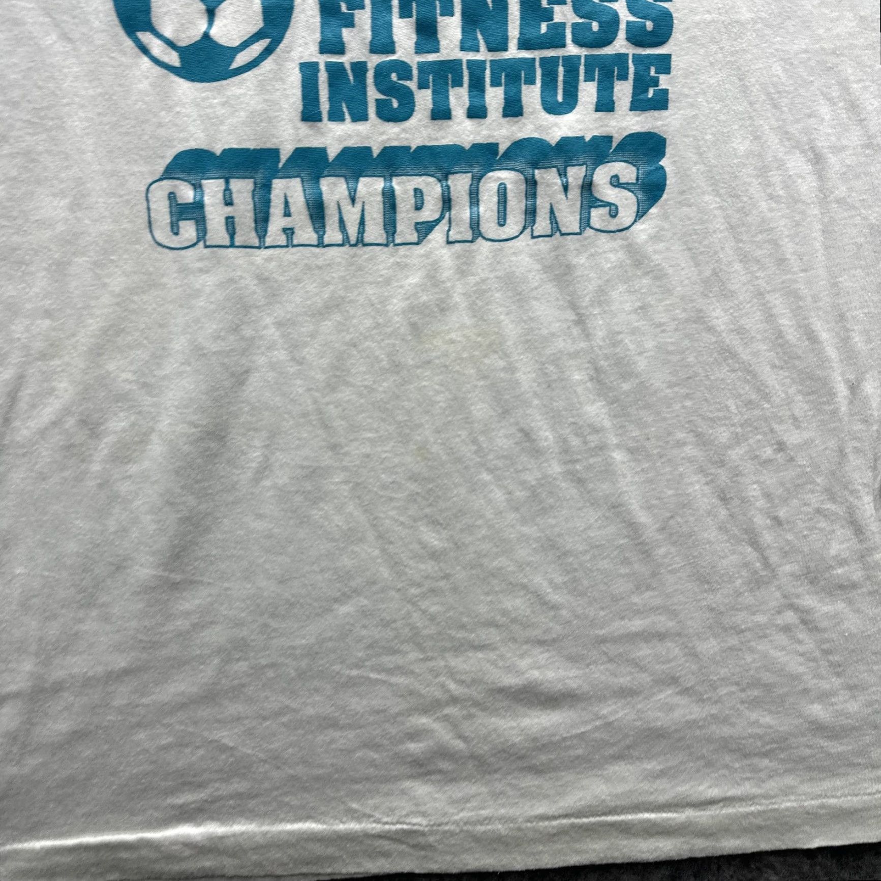 Vintage VINTAGE Screen Stars Shirt Mens XL White Force Fitness Institute Champions Soccer SS Graphic Print Front Size US XL / EU 56 / 4 - 5 Thumbnail