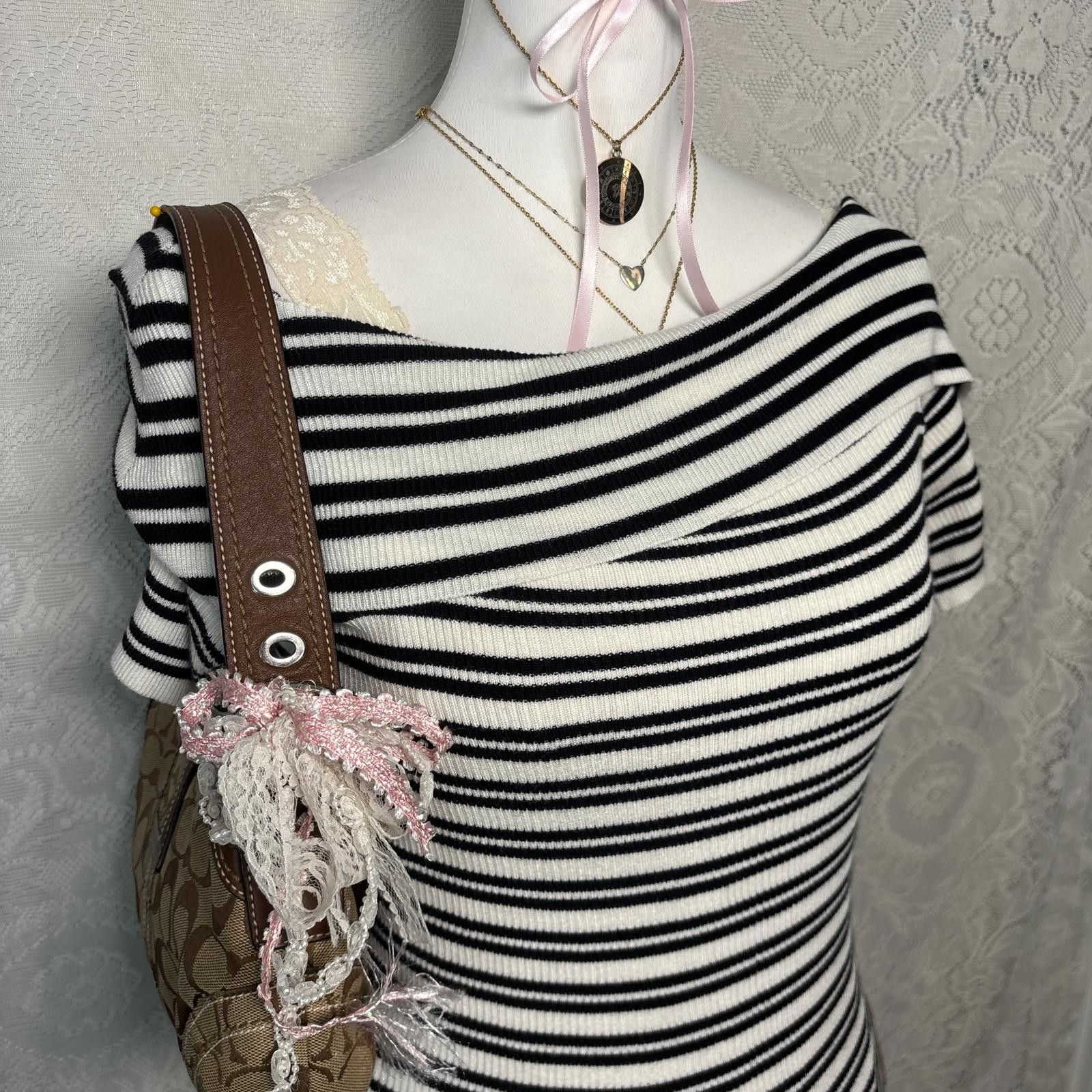 Other y2k striped off the shoulder sweater top Size XS / US 0-2 / IT 36-38 - 2 Thumbnail