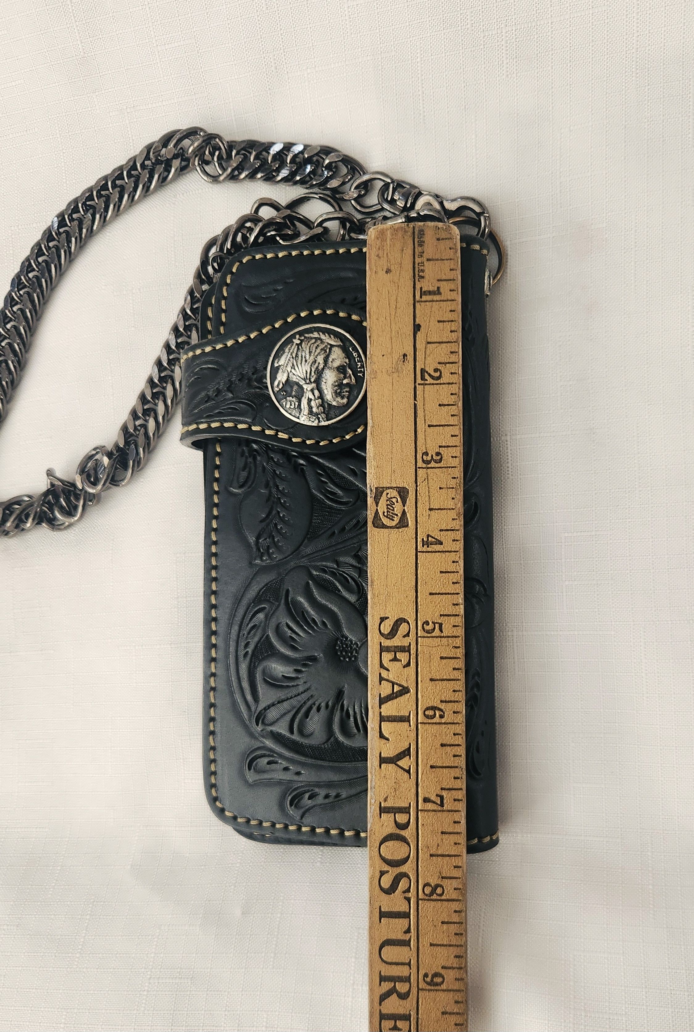 Other Indian Tattoo Genuine Leather Black Western Biker Wallet Size ONE SIZE - 4 Thumbnail