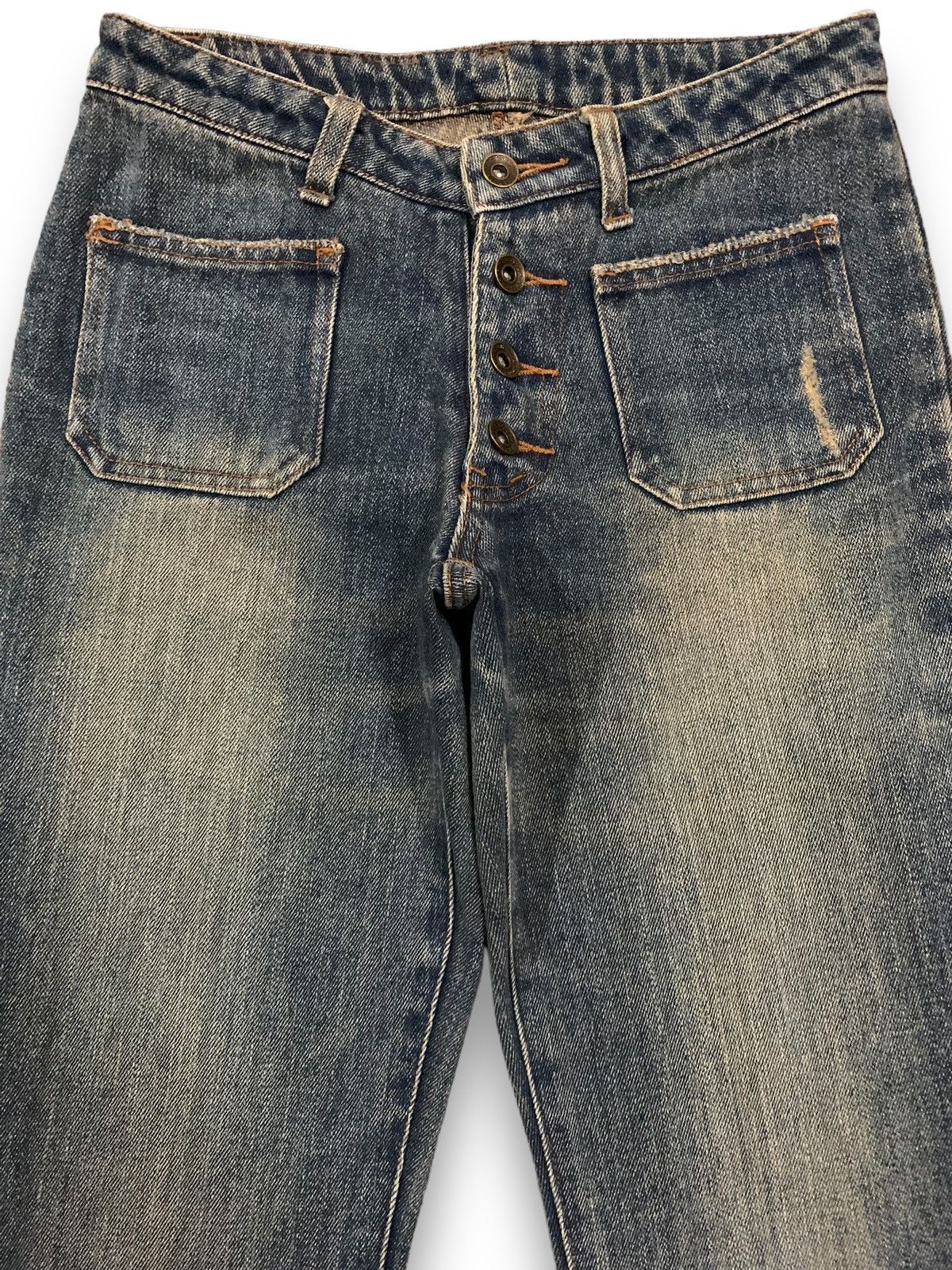 Le Grande Bleu (L.G.B.) Vintage Japanese Brand Mud Wash Flare Bell Bottom Jeans Size 27" / US 4 / IT 40 - 3 Thumbnail