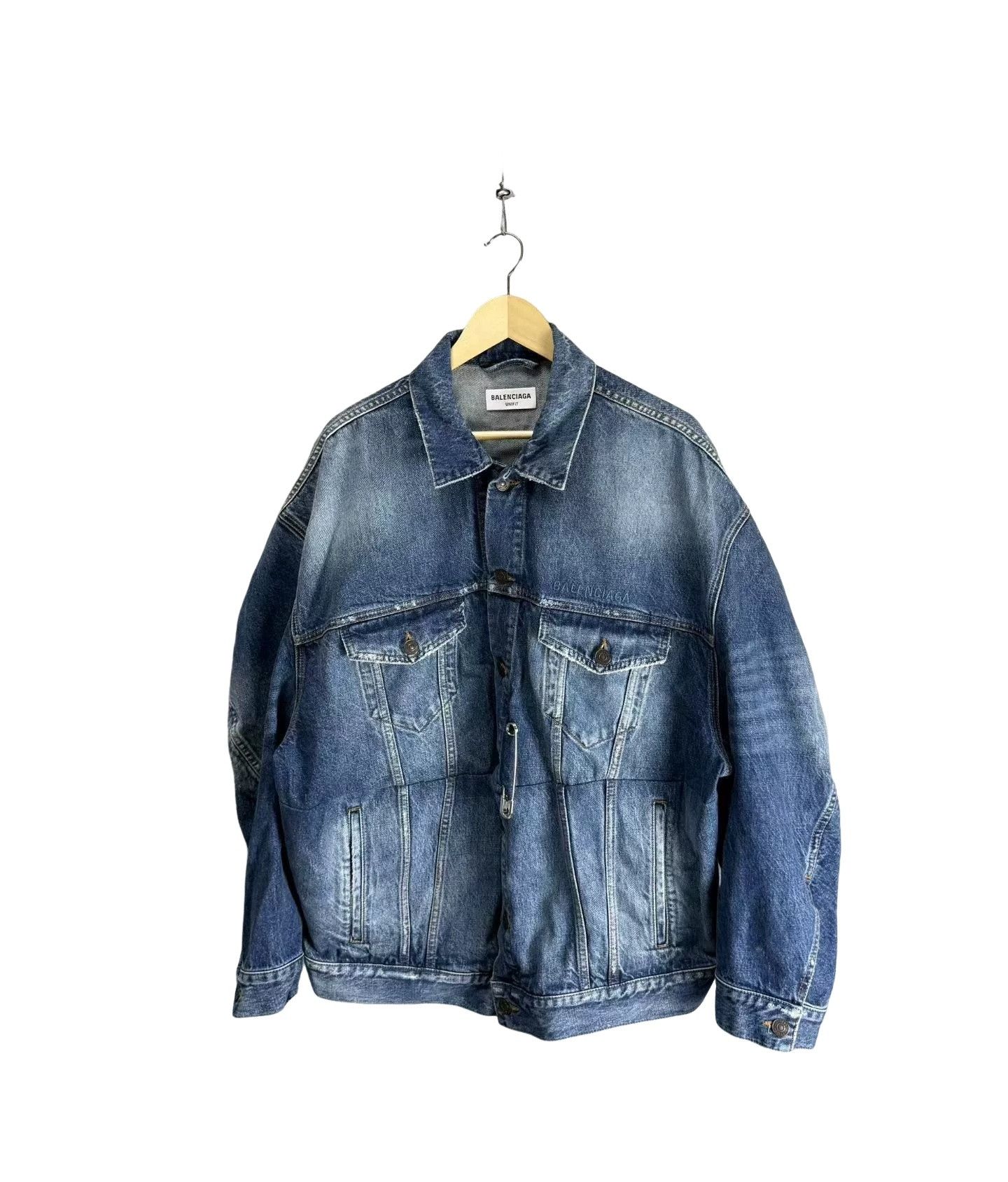 Balenciaga Balenciaga Logo Pin Denim Jacket Size M Size US M / EU 48-50 / 2 - 1 Thumbnail