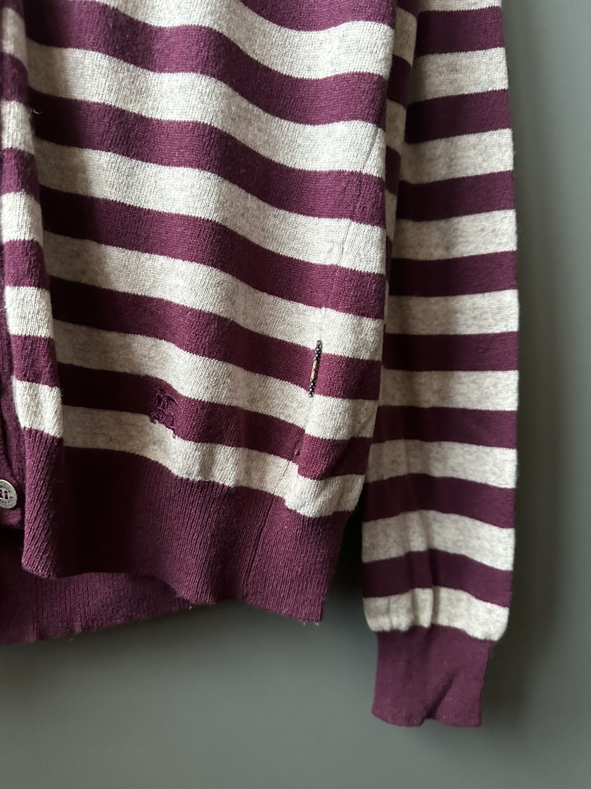 Burberry Burberry Knight Logo Striped Cardigan Sweater Size M / US 6-8 / IT 42-44 - 4 Thumbnail