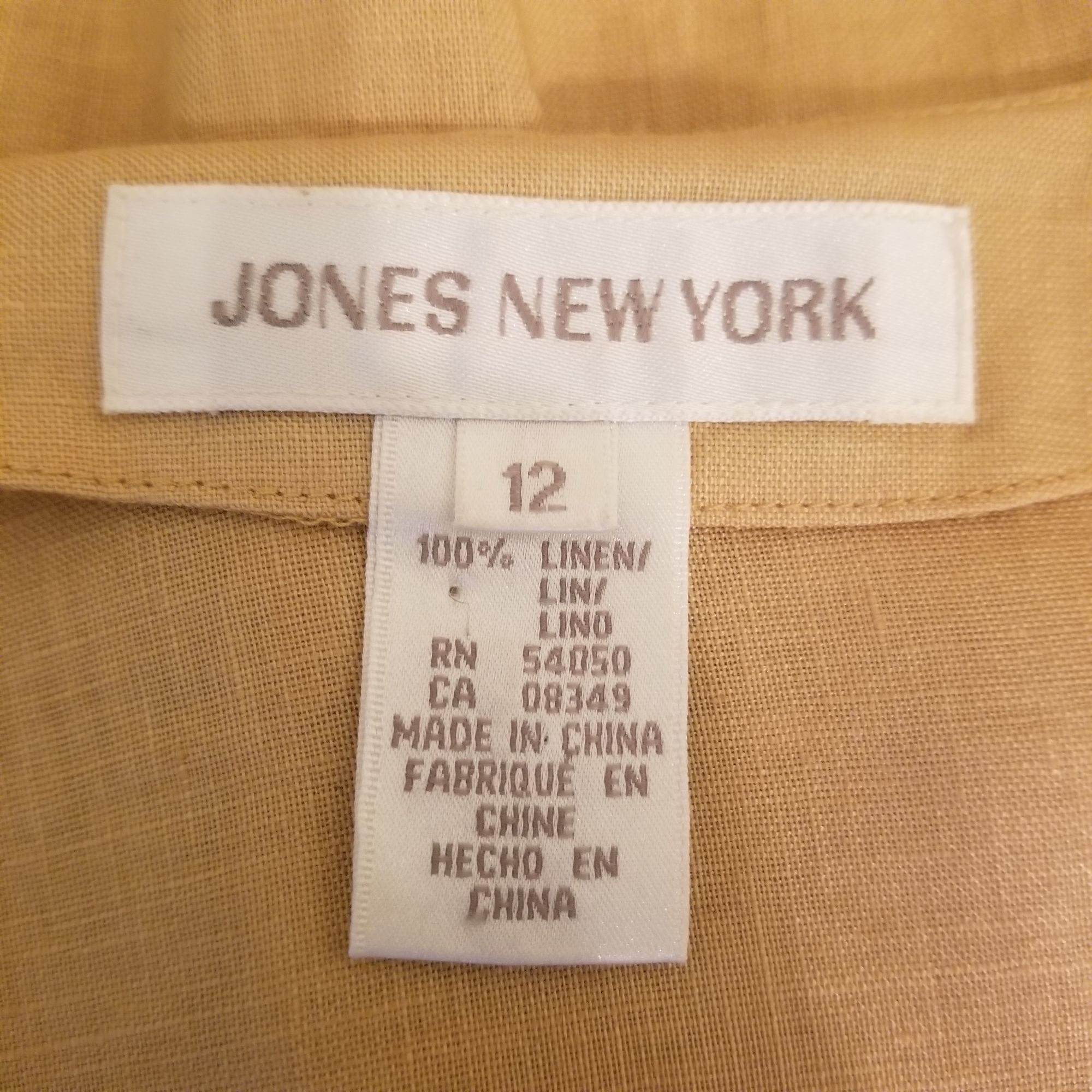 Jones New York Jones New York 12 Goldenrod Yellow Linen Smocked Top Lightwe Size XL / US 12-14 / IT 48-50 - 3 Thumbnail