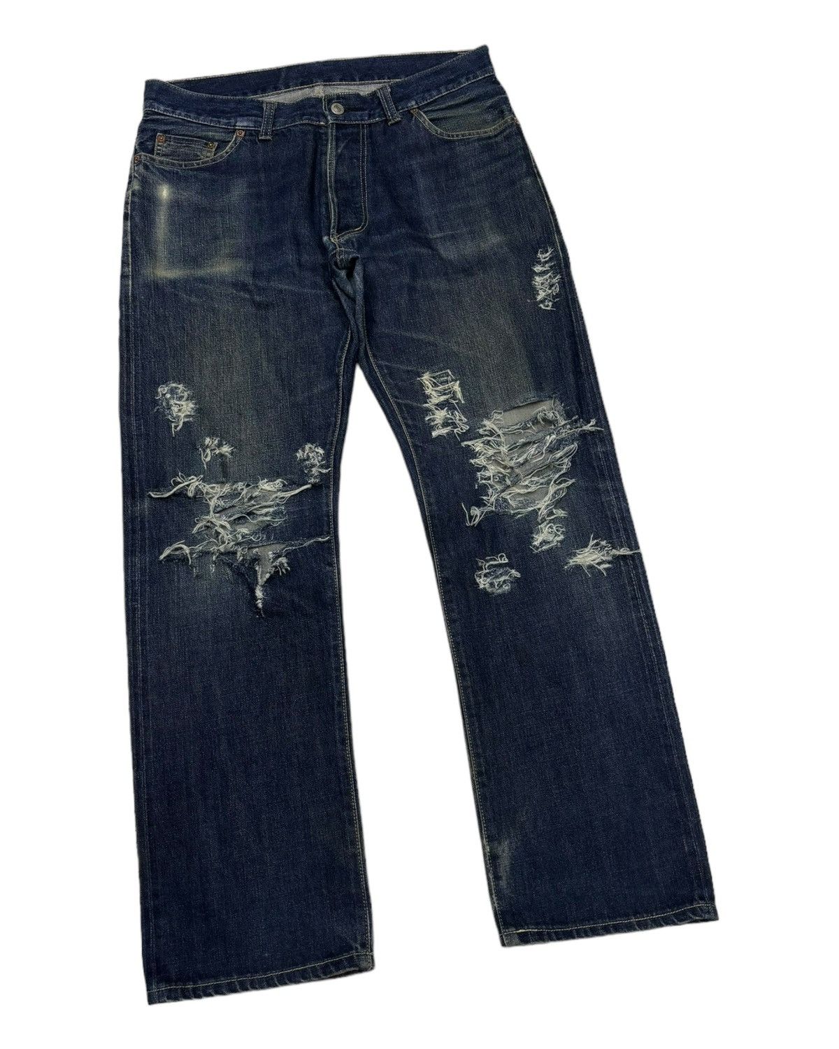In The Attic 🔥VINTAGE IN THE ATTIC DISTRESS RIPS CUSTOM MADE DENIM JEANS Size US 34 / EU 50 - 3 Thumbnail