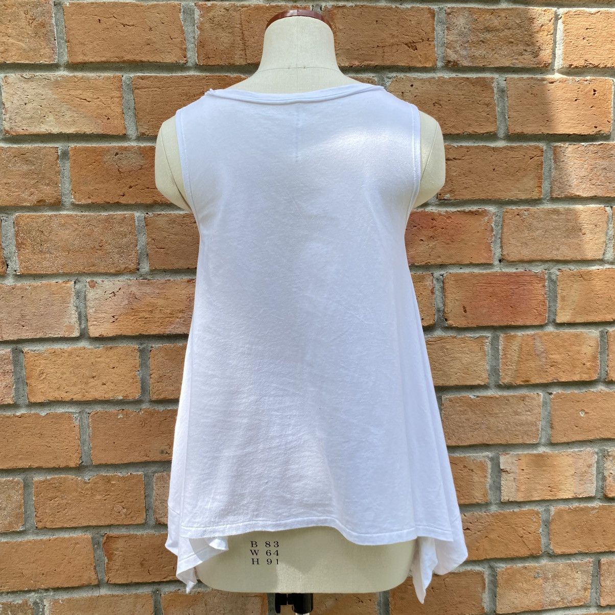Sunao Kuwahara Sunao Kuwahara White Sleeveless Graphic Asymmetrical Hem Top Size M / US 6-8 / IT 42-44 - 18 Thumbnail