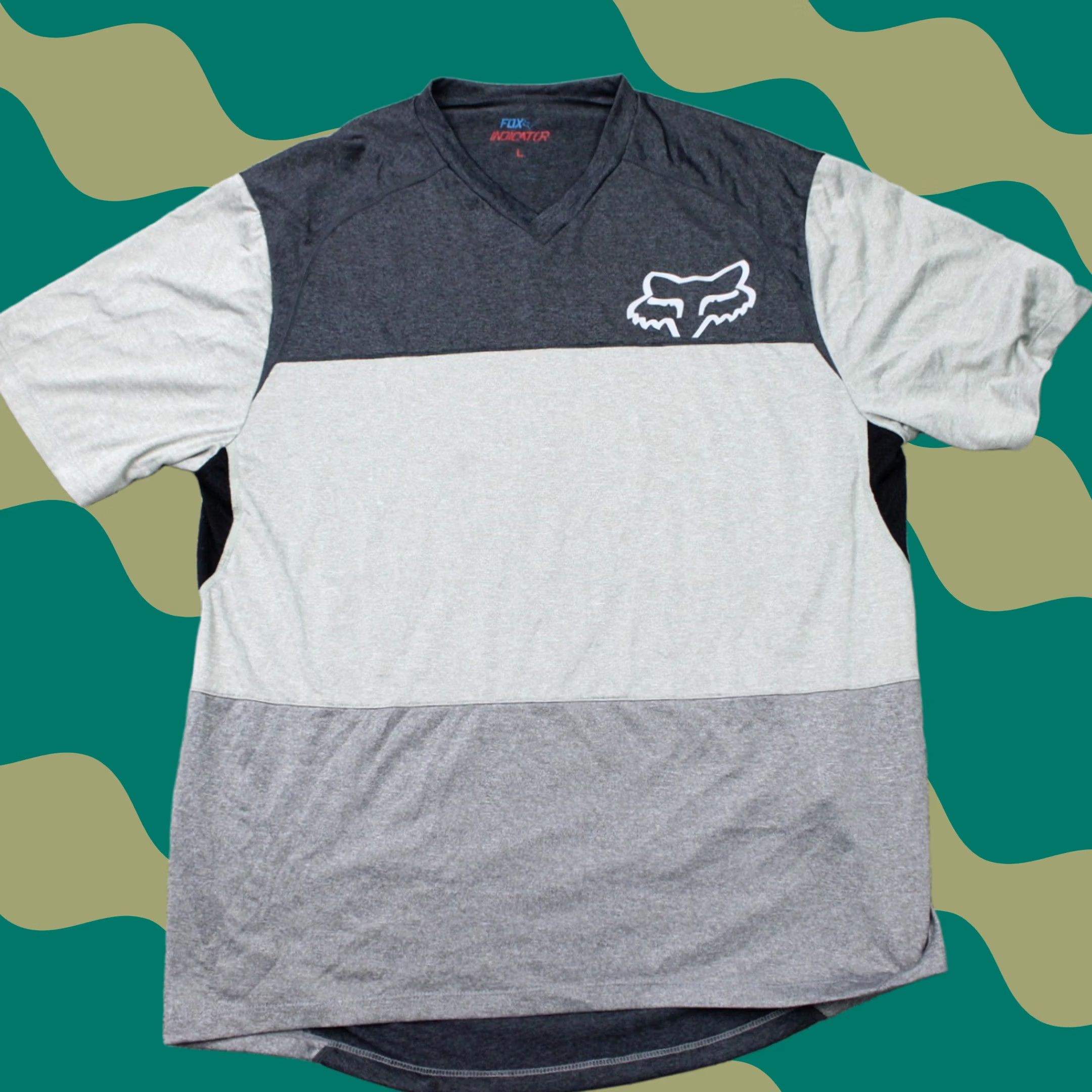 Fox Racing Fox Racing Indicator Shirt Mens Large Gray Zipper Stash Pocket Vented S/S Jersey Size US L / EU 52-54 / 3 - 1 Thumbnail
