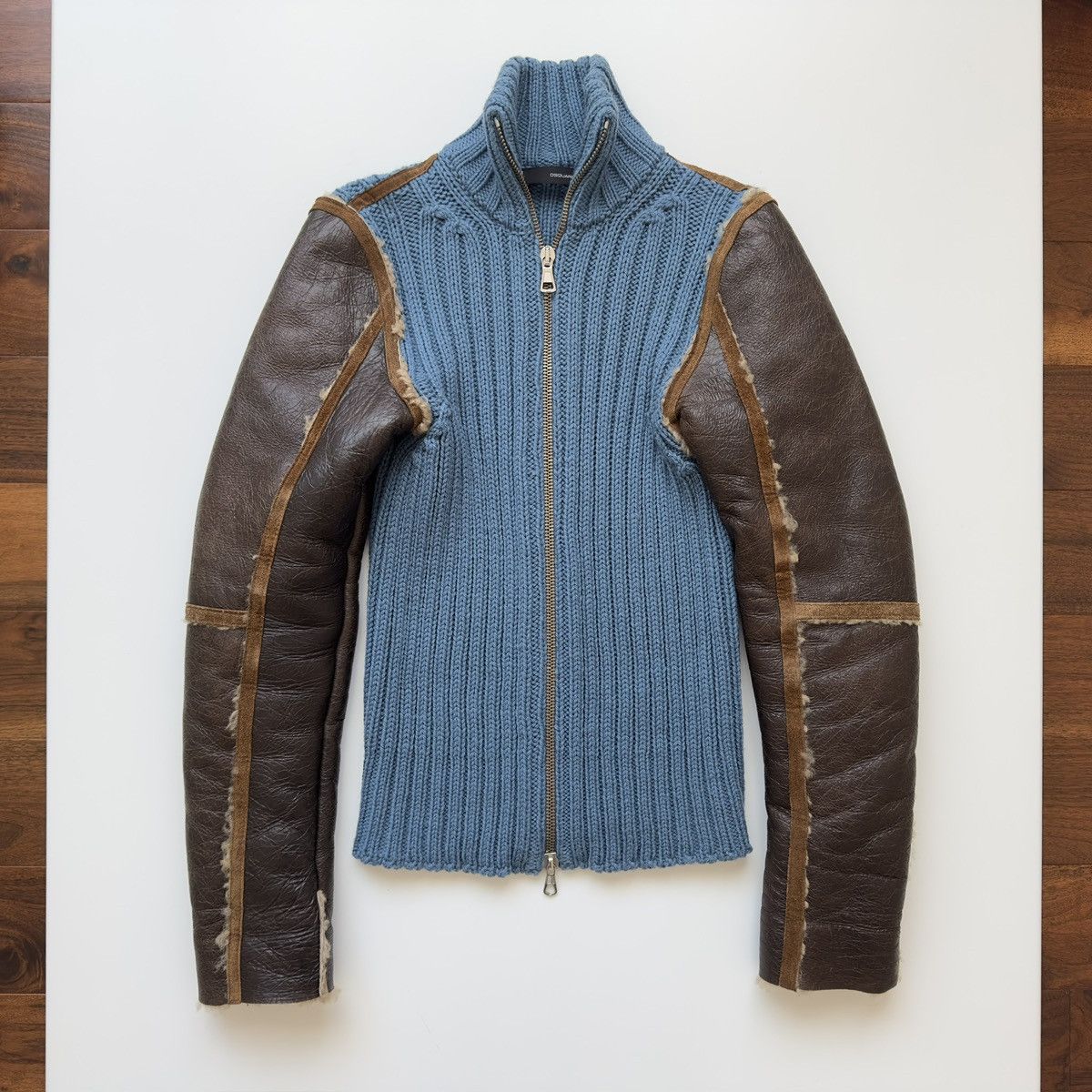 Dsquared2 Dsquared2 F/W 2002 Hybrid Knit & Leather Jacket Size US M / EU 48-50 / 2 - 6 Thumbnail