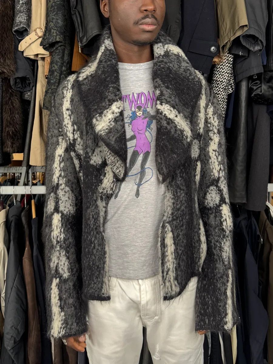 Roberto Cavalli 2000s Roberto Cavalli Grey & Black Wool Mohair Cardigan Size XS / US 0-2 / IT 36-38 - 3 Thumbnail