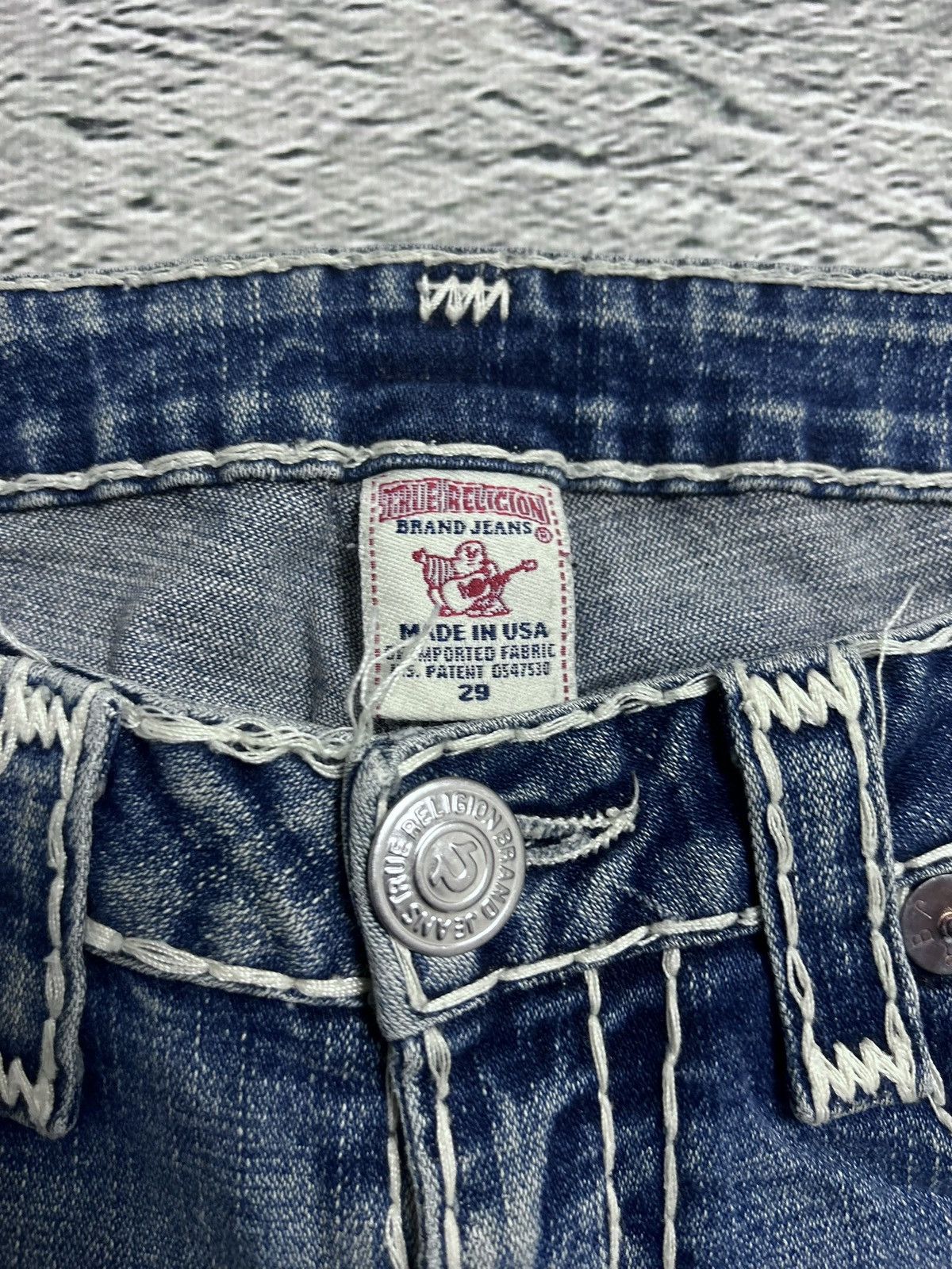 True Religion True Religion blue jeans white thick stitching Gina super T Size 29" - 6 Thumbnail