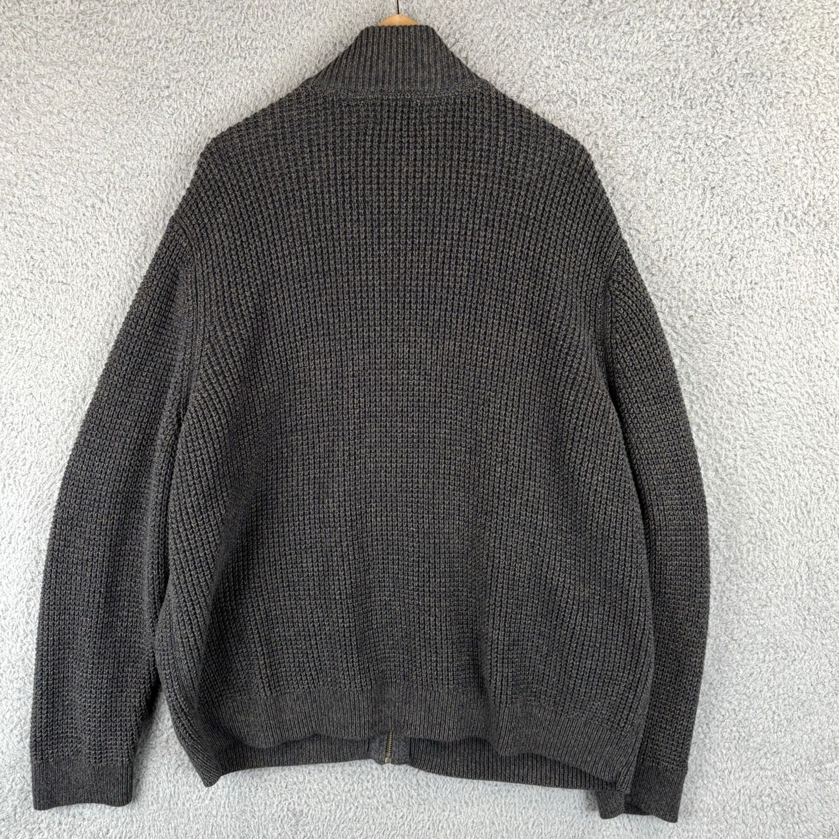 Vintage L.L. Bean Sweater Mens 3XL Gray Full Zip Heavyweight Waffle-Knit Organic Cotton Casual Boys Mens Womens Size US XXL / EU 58 / 5 - 4 Thumbnail