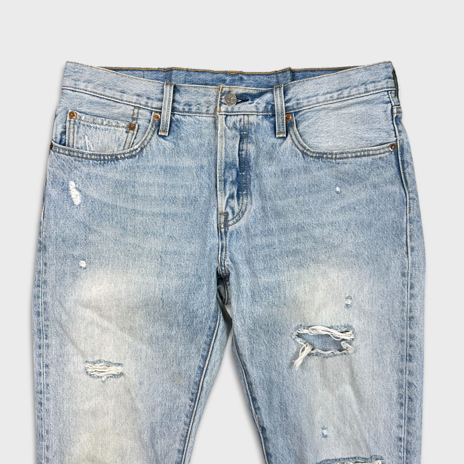 Levi's × Vintage Levi's 501 T Jeans 31x28 Taper Fit Distressed Denim Pants Size US 34 / EU 50 - 2 Thumbnail