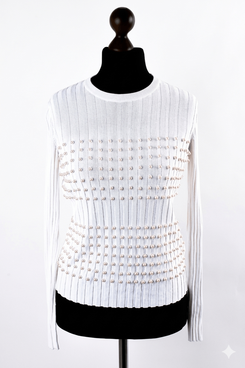 Emilio Pucci Women's Emilio Pucci Faux Pearl Beaded Knit Sweater Top Size XS / US 0-2 / IT 36-38 - 1 Thumbnail