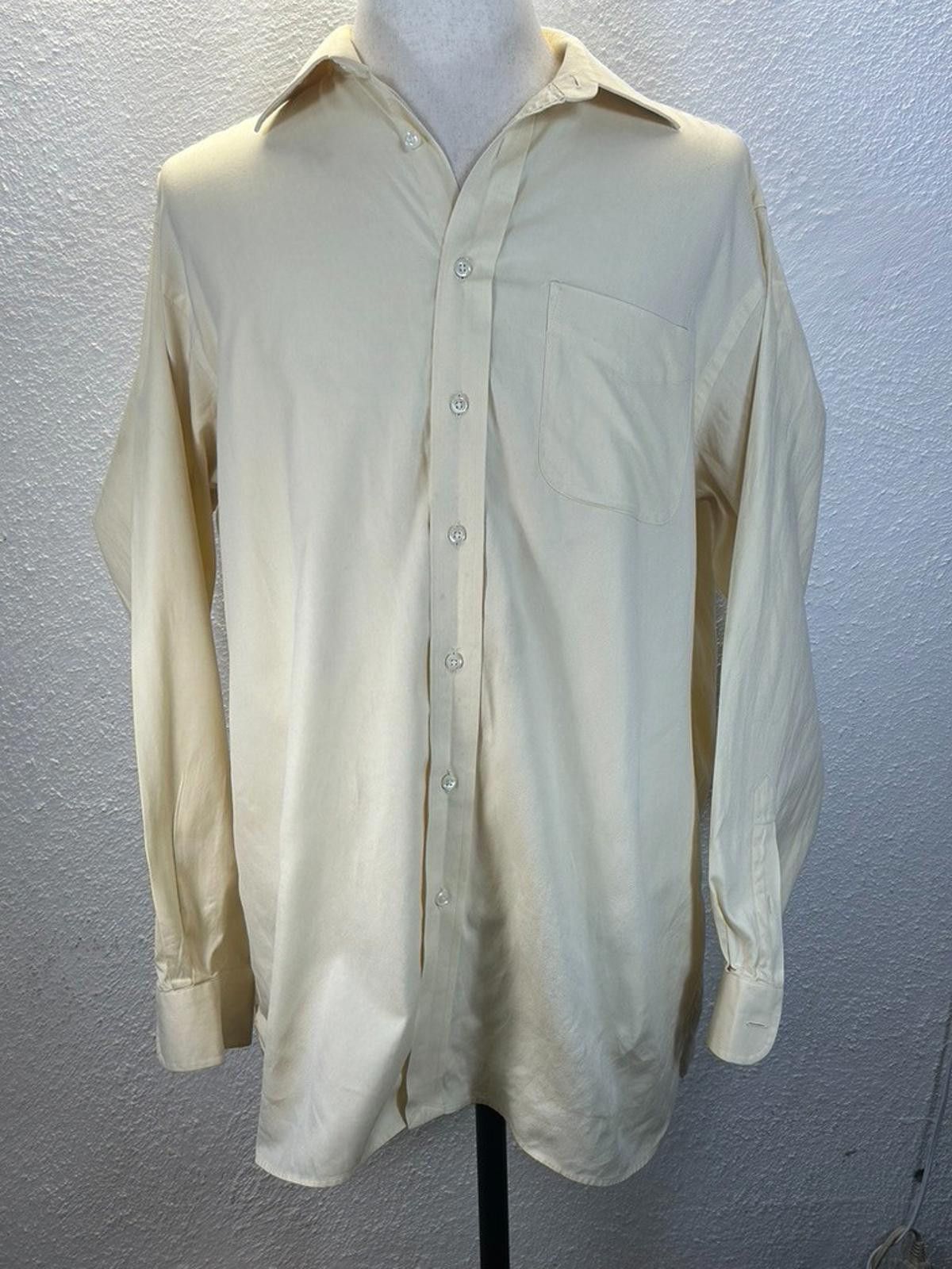Jos. A. Bank Jos A Bank Men's 16.5/35 Yellow Royal Oxford Dress Shirt Size 42R - 1 Thumbnail