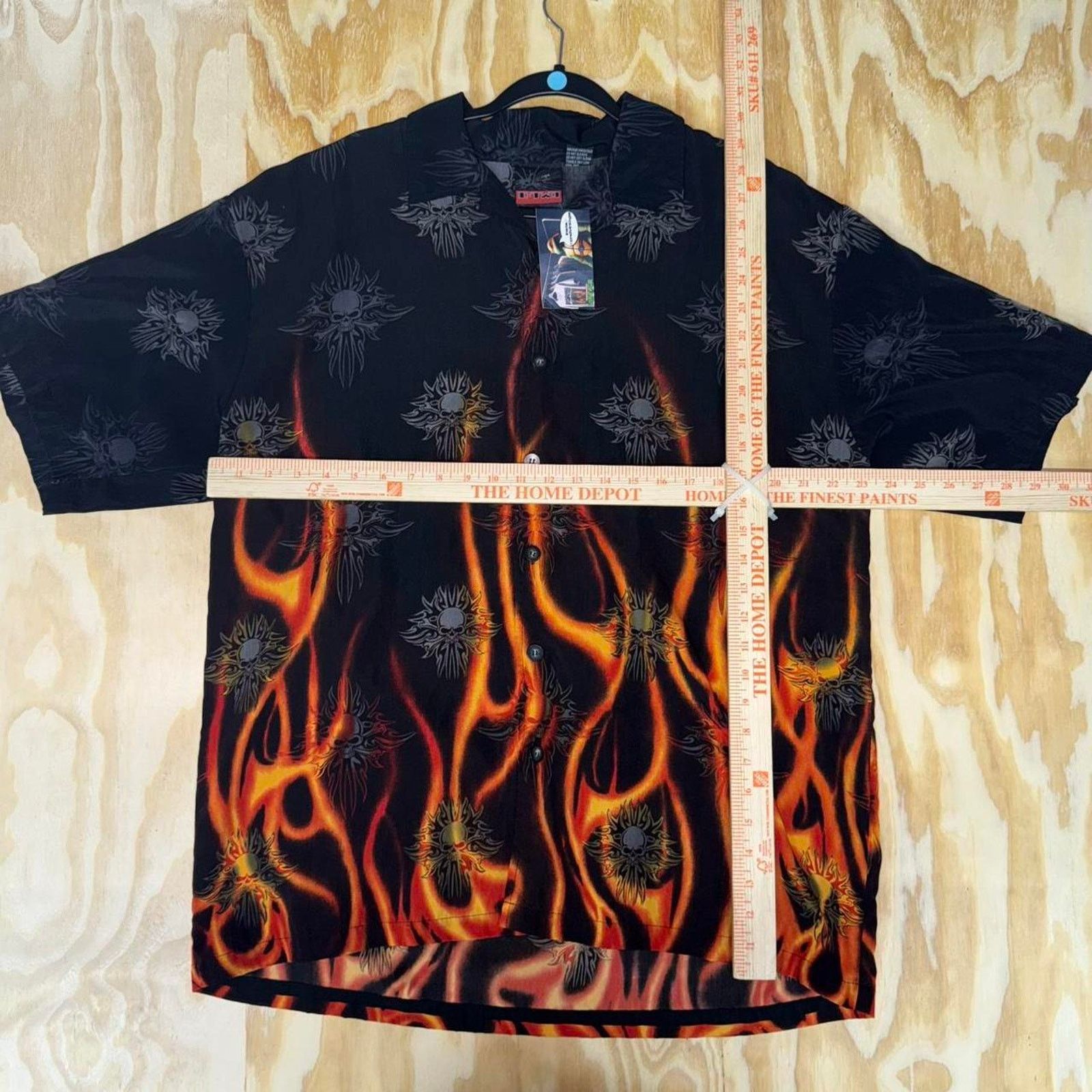JNCO Vintage y2k grunge flame button up t-shirt Size US XL / EU 56 / 4 - 3 Thumbnail