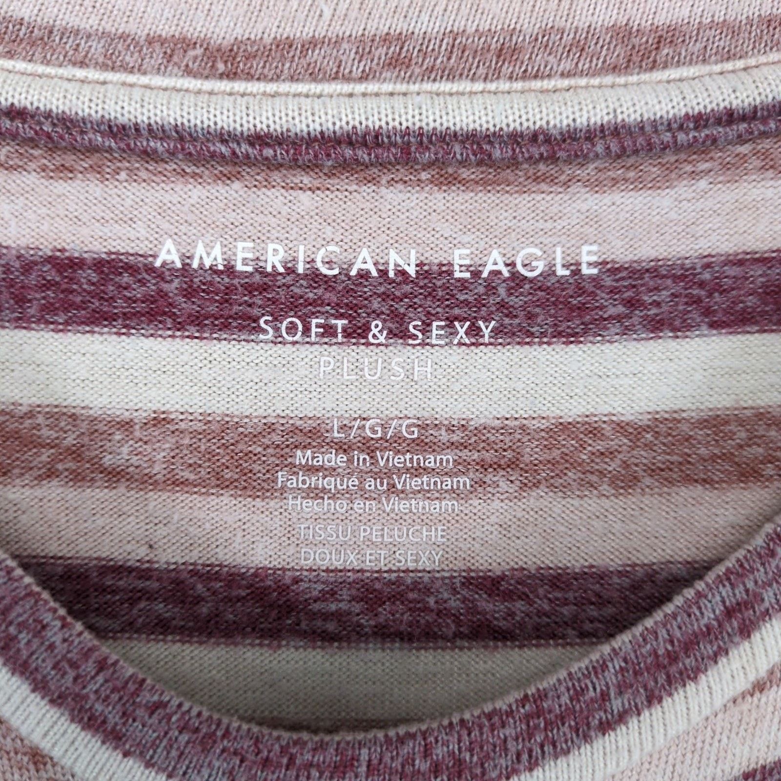 American Eagle Outfitters American Eagle Soft & Sexy Plush Women's L Striped Top Size L / US 10 / IT 46 - 2 Thumbnail