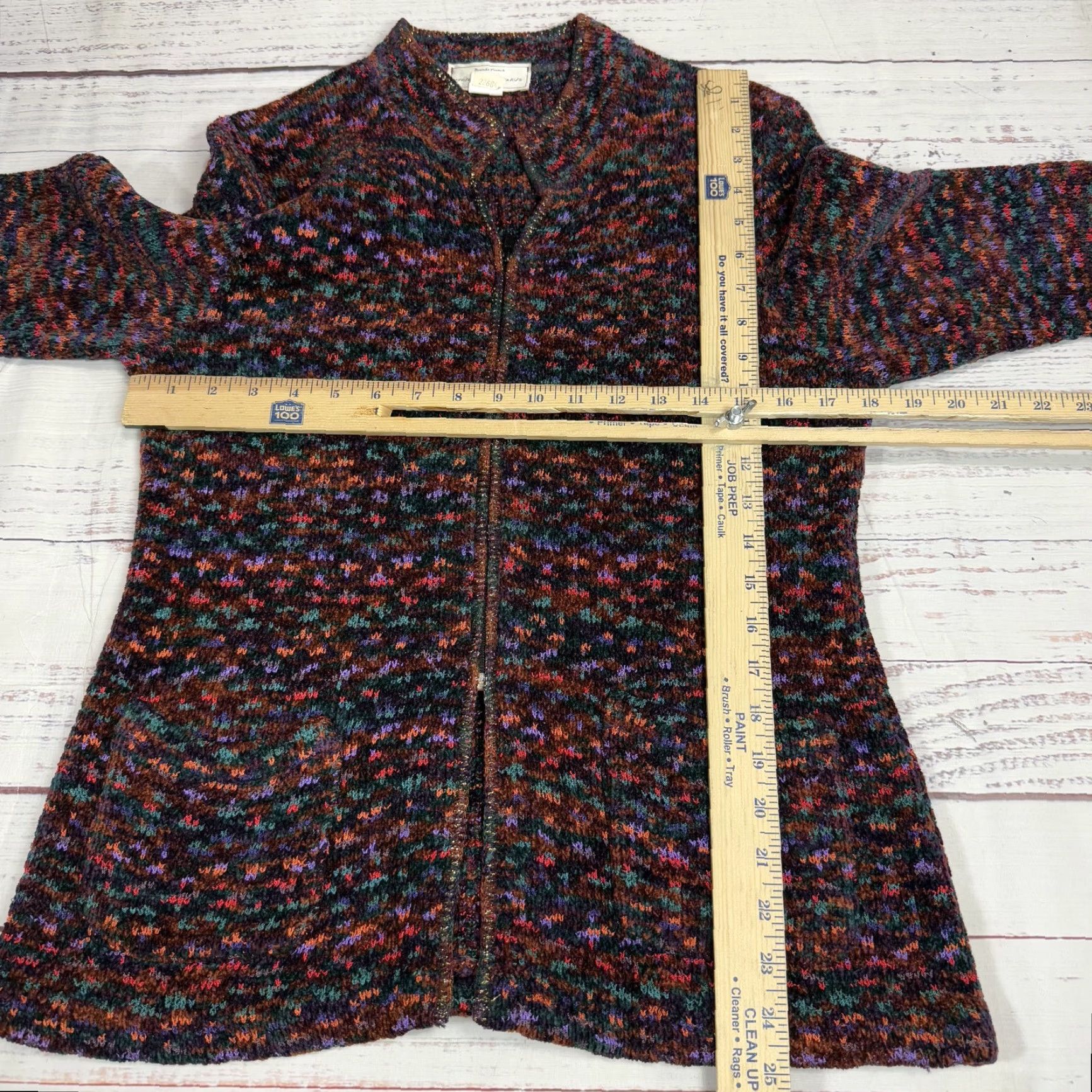Vintage Brenda French for French Rags Cardigan Sweater Red and Purple Womens Sz 2 Long Sleeve Knit Lurex Rayon Zip Up Size XS / US 0-2 / IT 36-38 - 2 Thumbnail