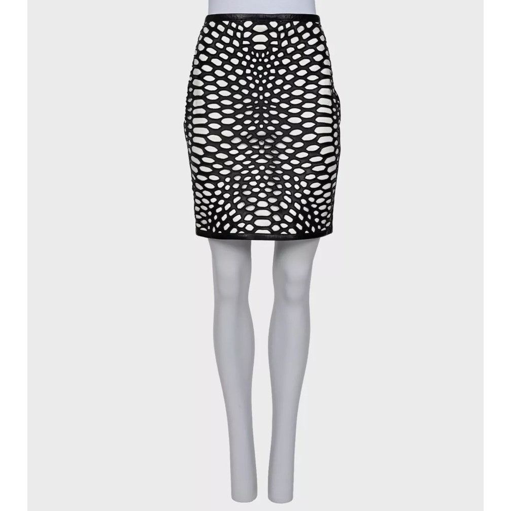 Tom Ford Tom Ford Black & White Perforated Leather Skirt - IT40/S Size 27" / US 4 / IT 40 - 1 Thumbnail