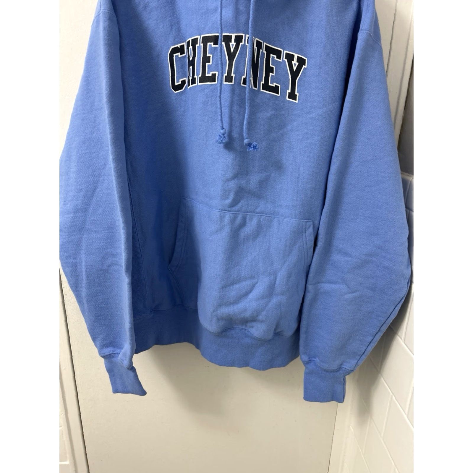 Champion Champion Reverse Weave Hoodie Mens Large Blue Cheyney College Logo Pullover Corded Pockets Size US L / EU 52-54 / 3 - 3 Thumbnail