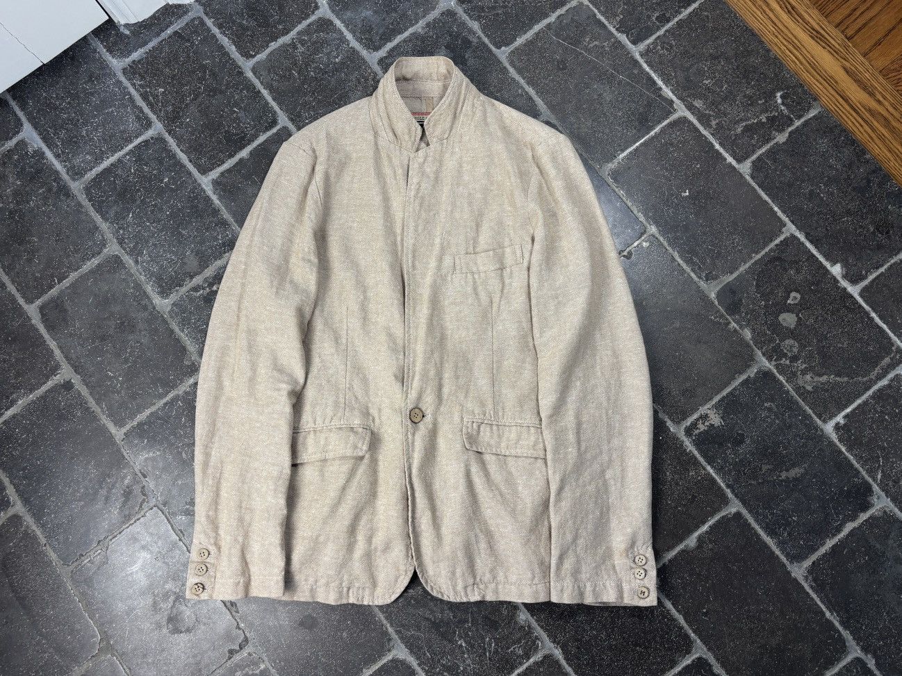 Japanese Brand 1990s Vintage Linen Blazer Suit Jacket Jungle Storm Japan Size 34R - 18 Thumbnail