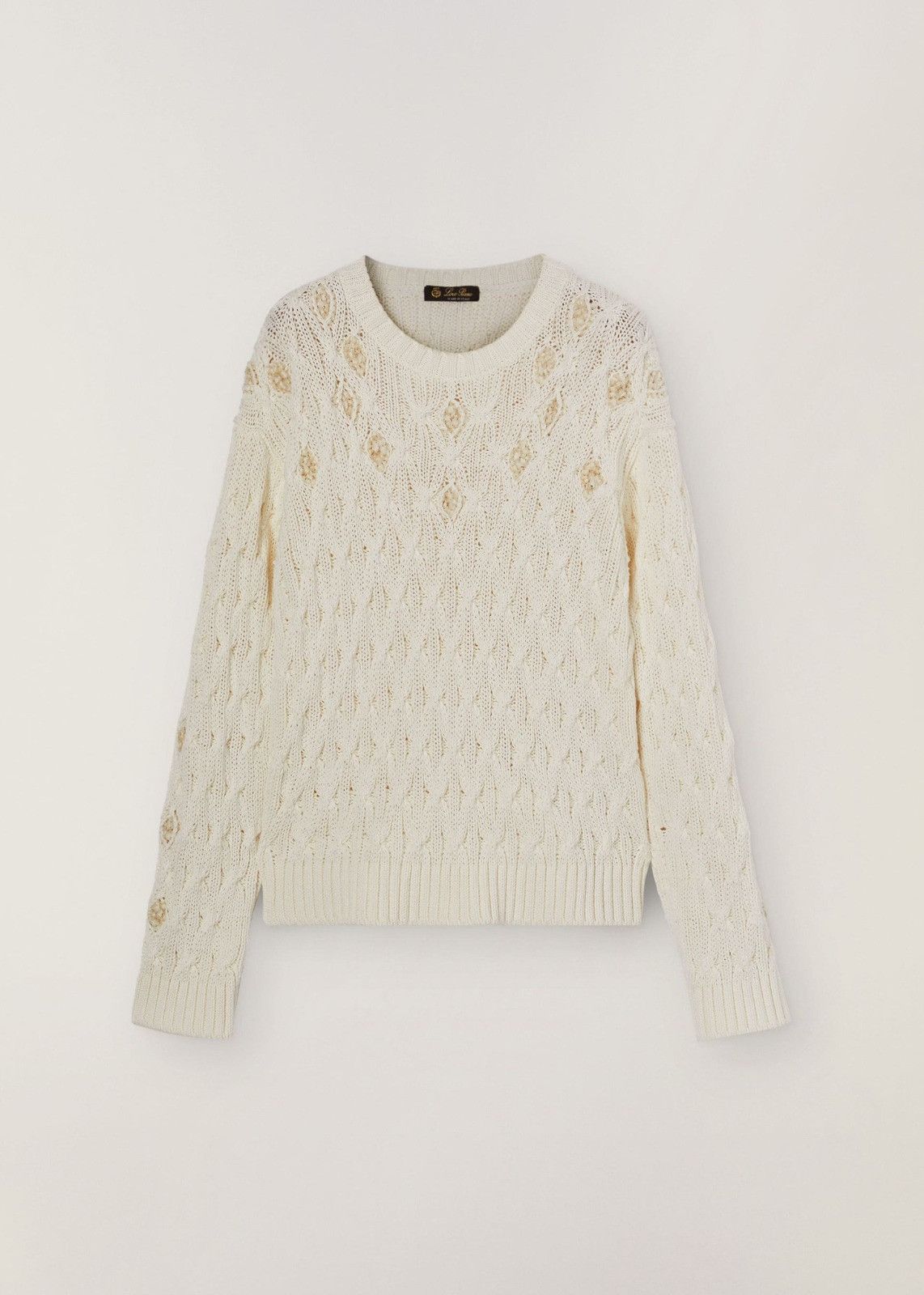 Loro Piana o1srvl11e1224 Valencia Crewneck Sweater in Off White Size L / US 10 / IT 46 - 1 Thumbnail
