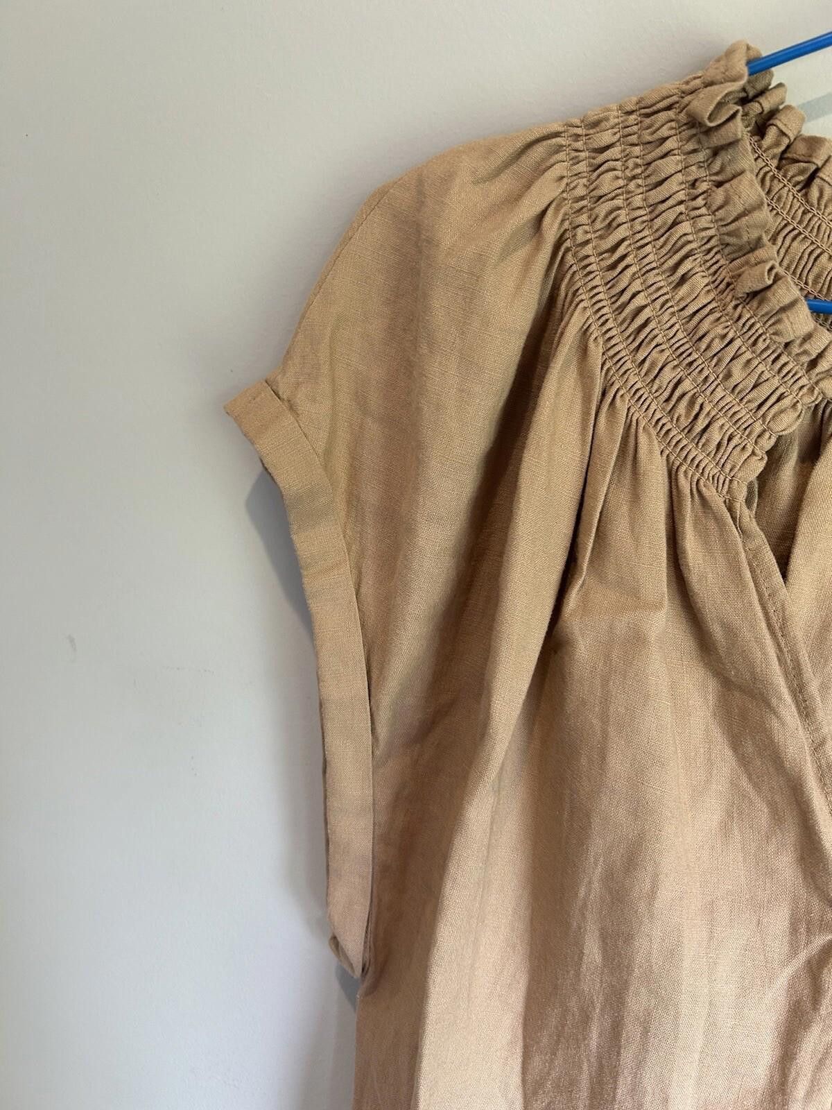 Designer Sportsgirl Playsuit Linen W/Belt Brown - Size 4 (003) Size 25" / US 0 / IT 36 - 7 Thumbnail