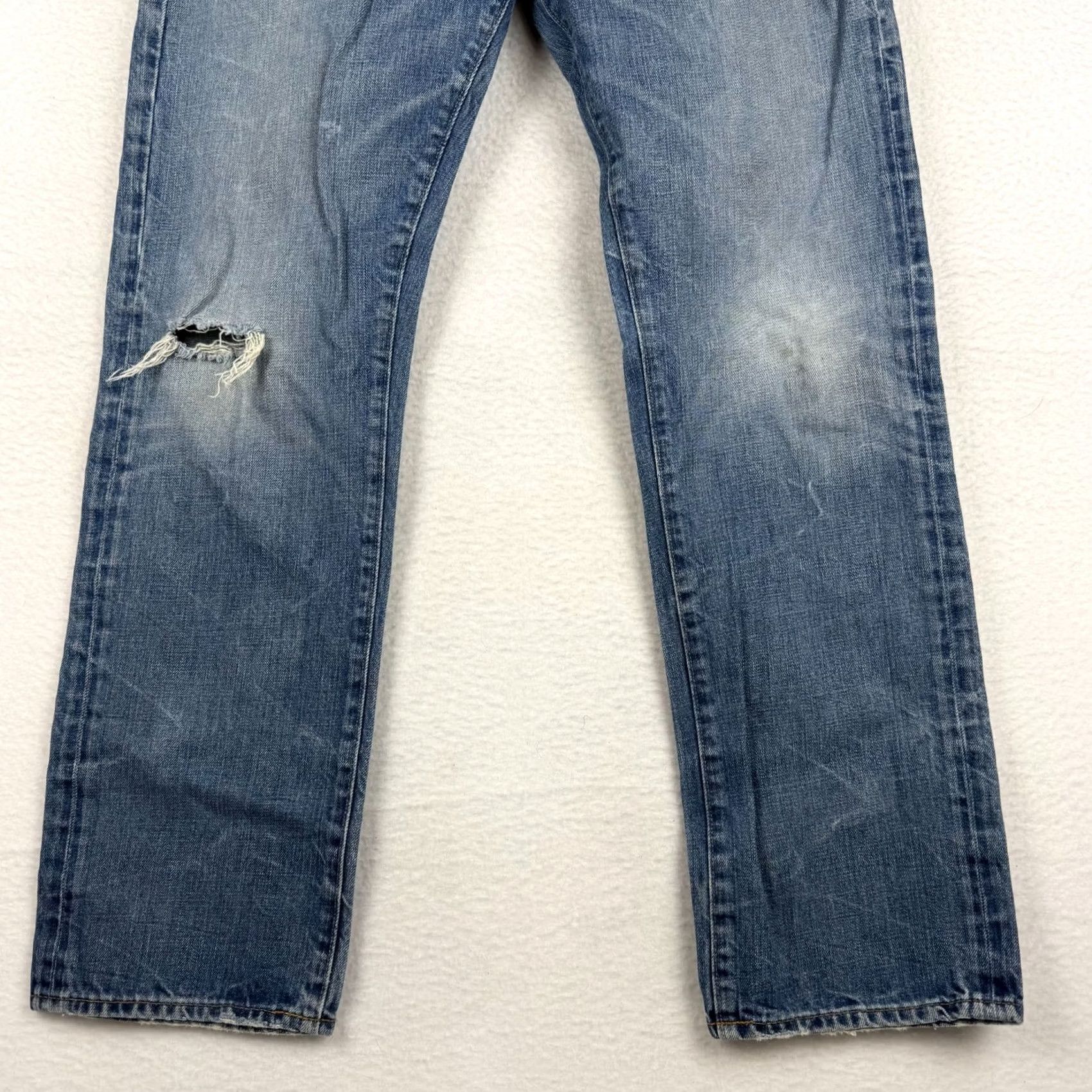Vintage Denim & Supply Ralph Lauren Jeans Straight Men 34x32 Distressed Denim Flag Blue Cotton 5-Pocket Logo Moderate Wash Size US 34 / EU 50 - 4 Thumbnail
