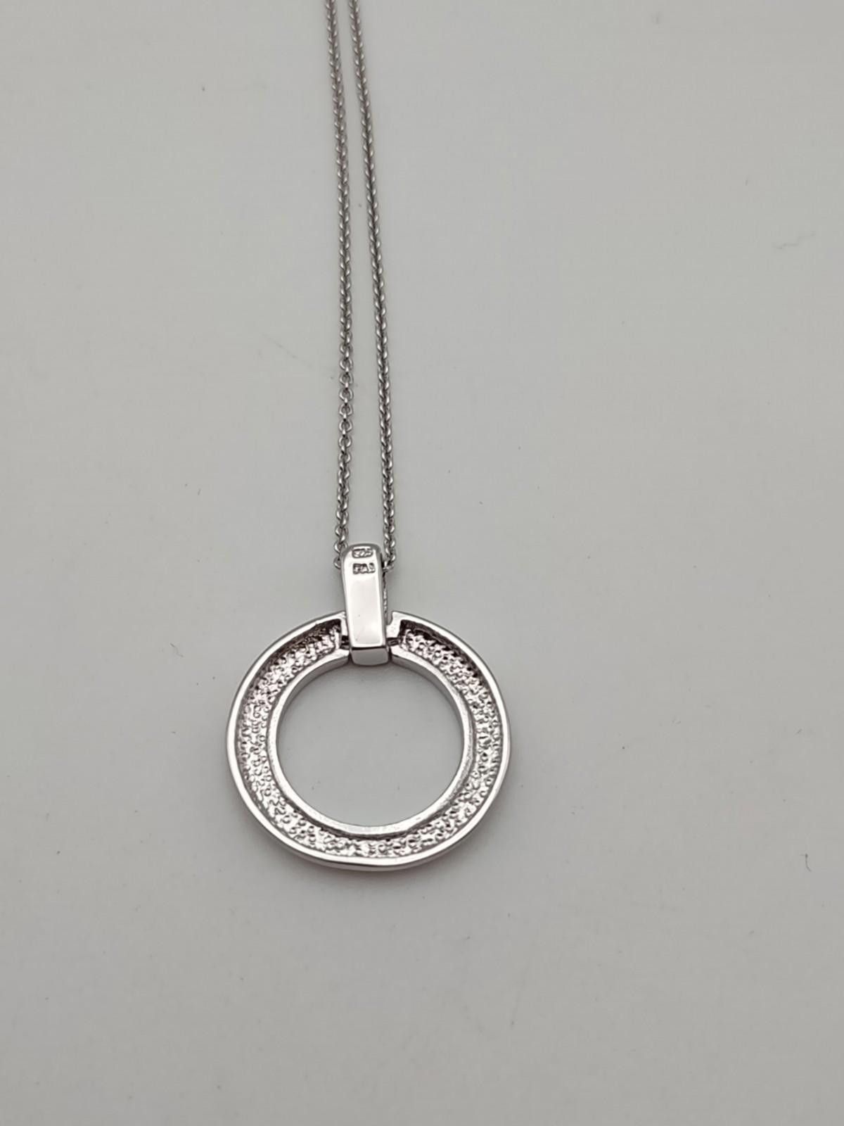 Fashion Victim Modern 925 Sterling Silver FAS Open Circle Hoop Necklace 18" Size ONE SIZE - 3 Thumbnail