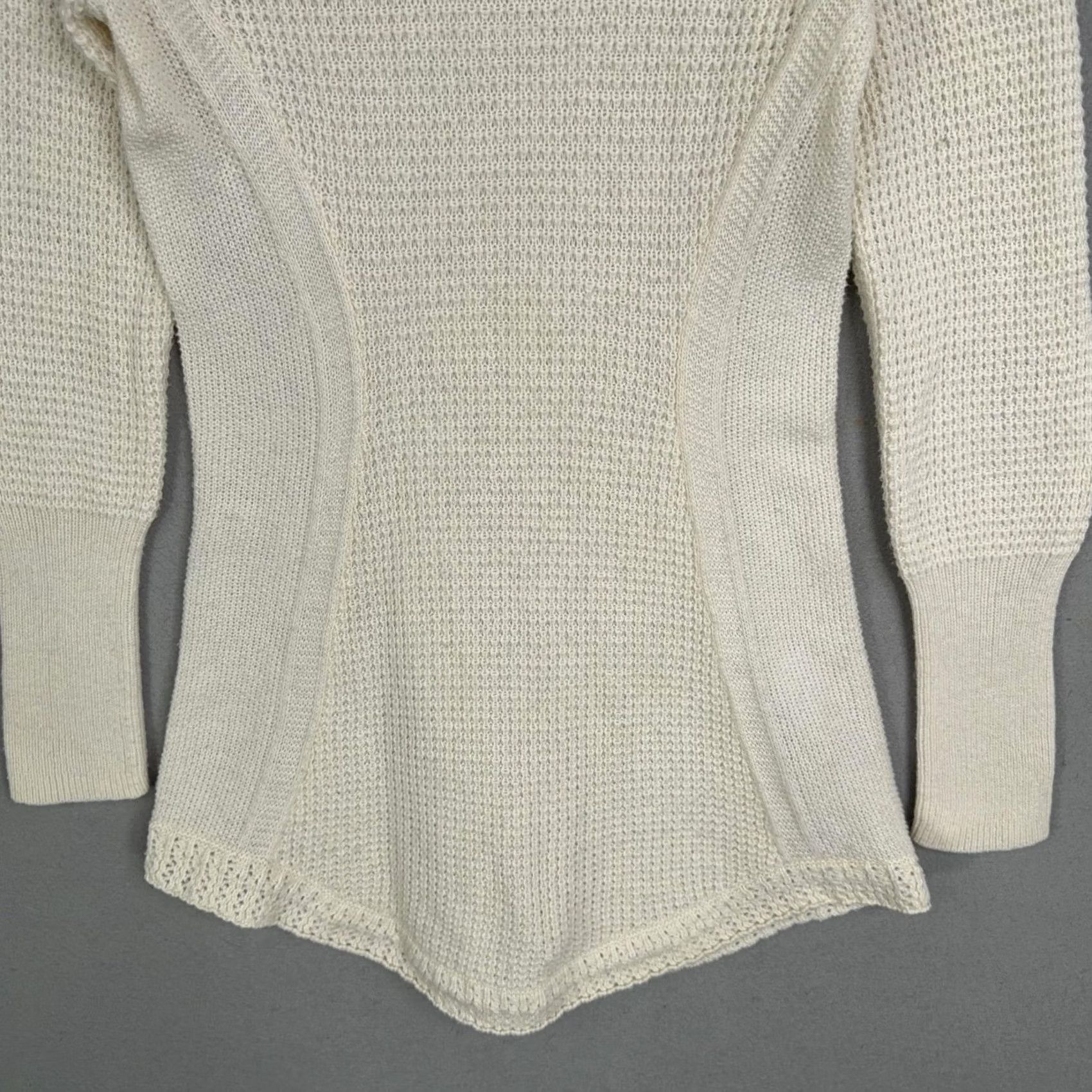 Vintage Angel Of The North Sweater Tunic Womens M White Cowl Neck Waffle Knit Slim Size M / US 6-8 / IT 42-44 - 3 Thumbnail
