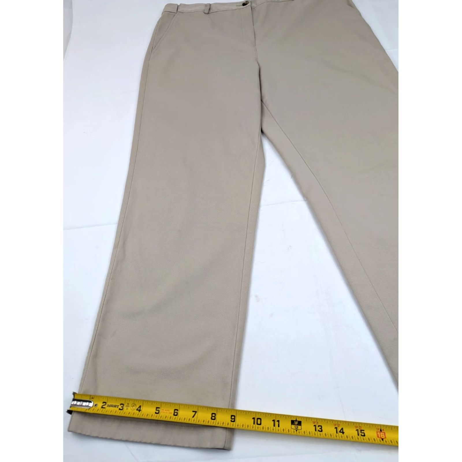 Vintage L.L. Bean Bayside Classic Fit Chino Straight Pants Women 16 Beige Stretch Flat Front SS16 Size 38" / US 16 / IT 52 - 2 Thumbnail