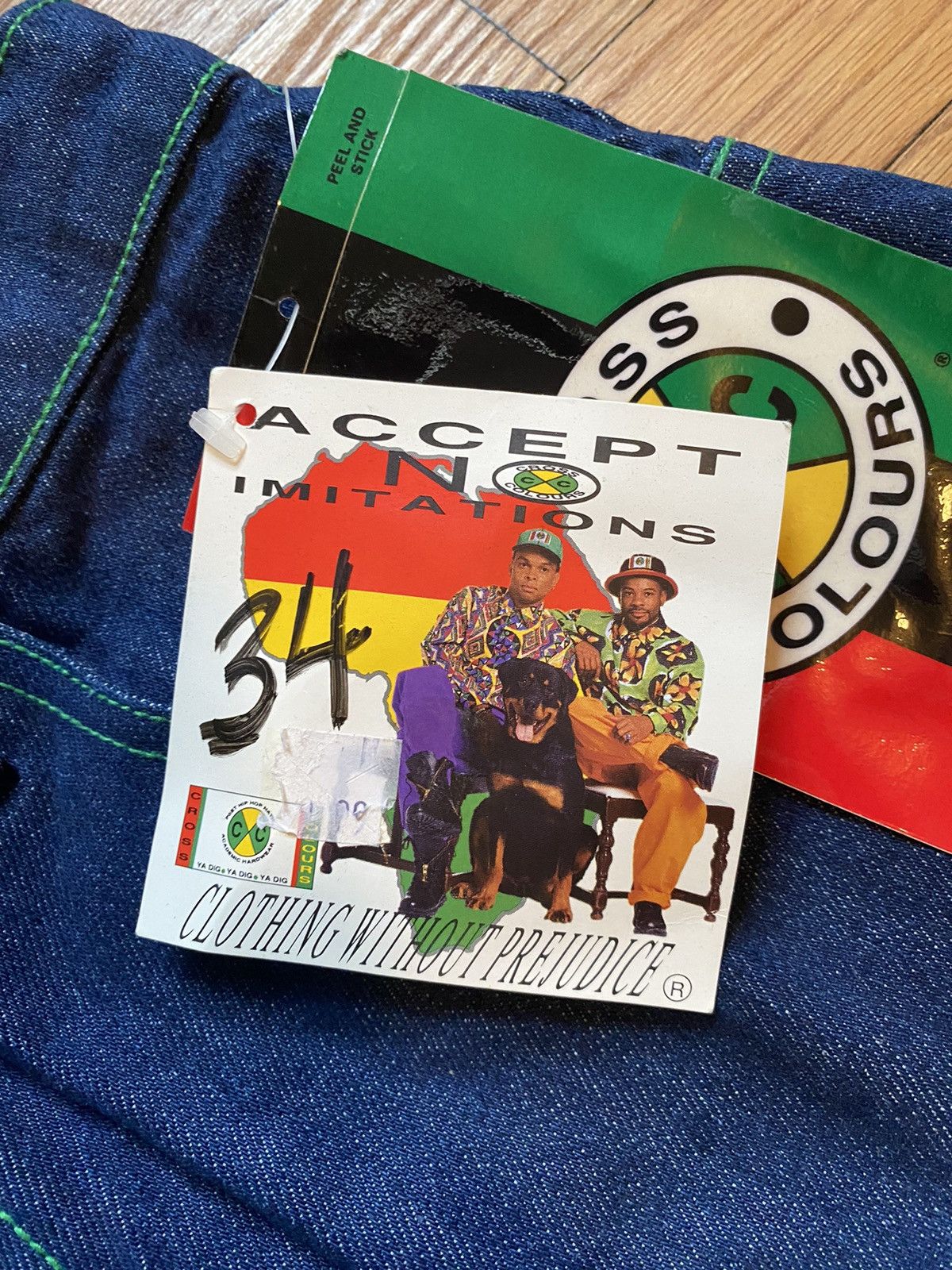 Cross Colours × JNCO × Vintage Rare Deadstock Vintage 90s Cross Colours Tribal Jean Shorts Size US 34 / EU 50 - 4 Thumbnail