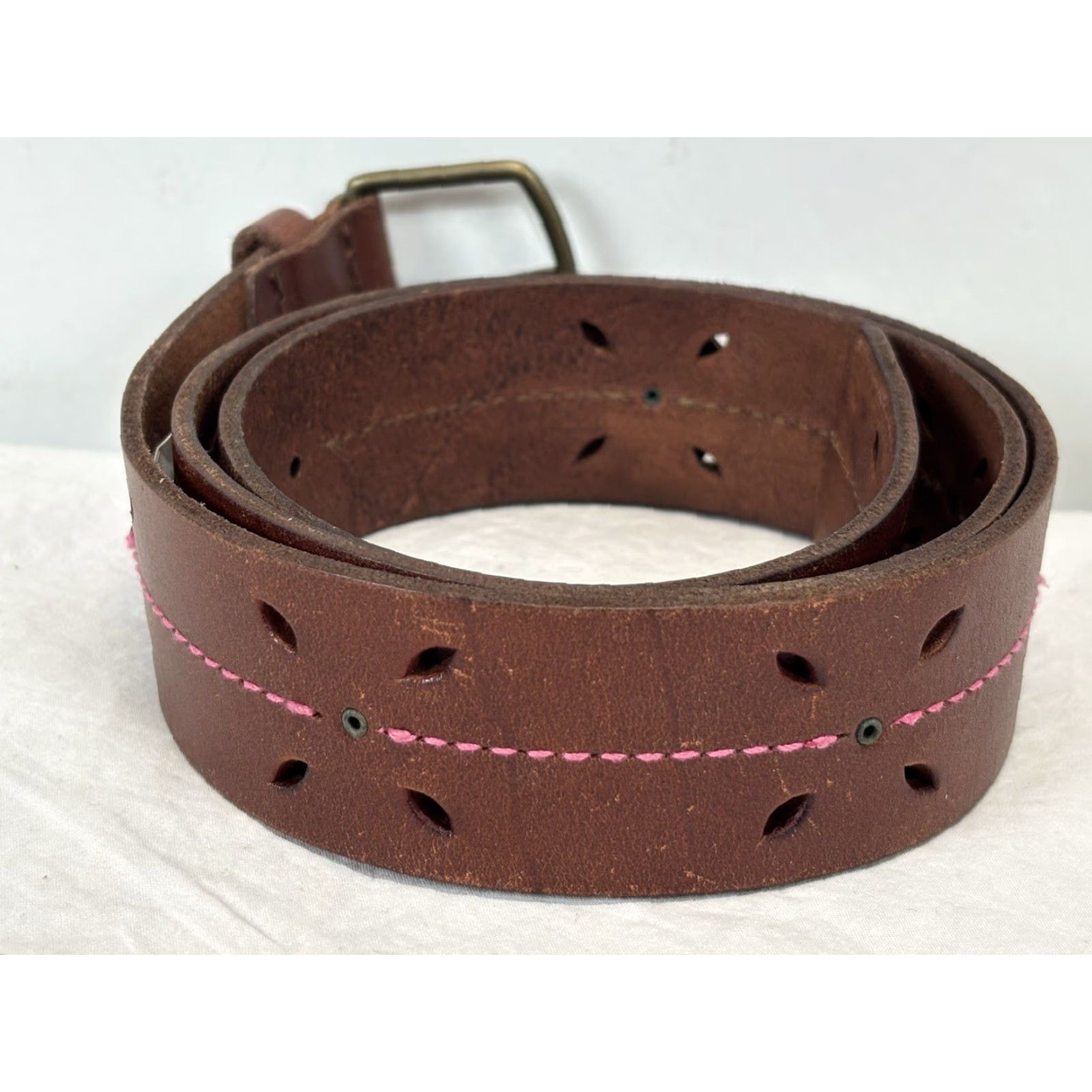 American Eagle Outfitters VINTAGE American Eagle Belt Women Size S 1.5” Wide Brown Floral Stitching Y2K Womens Size ONE SIZE - 3 Thumbnail